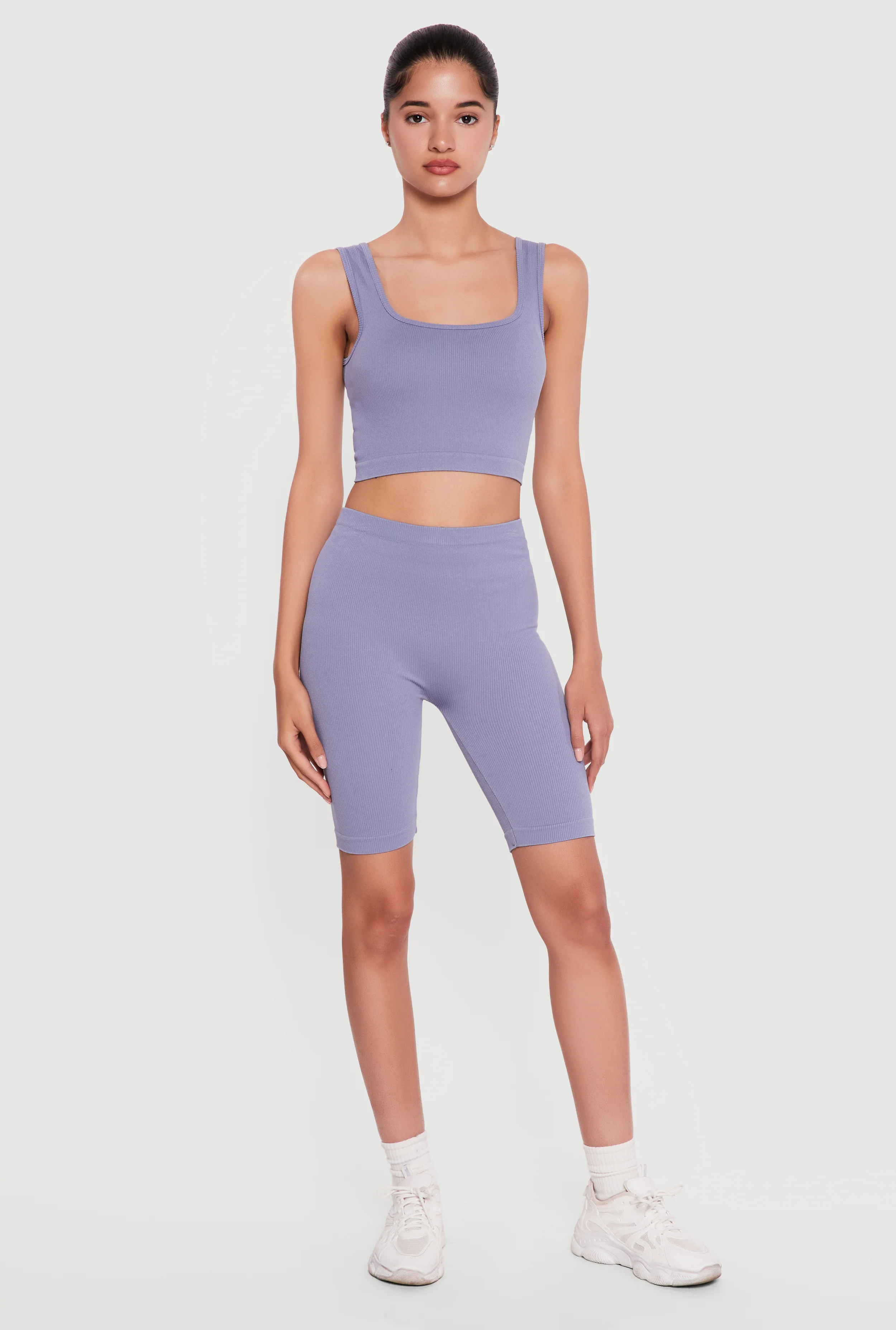 Seamless Rib Knit Bike Shorts