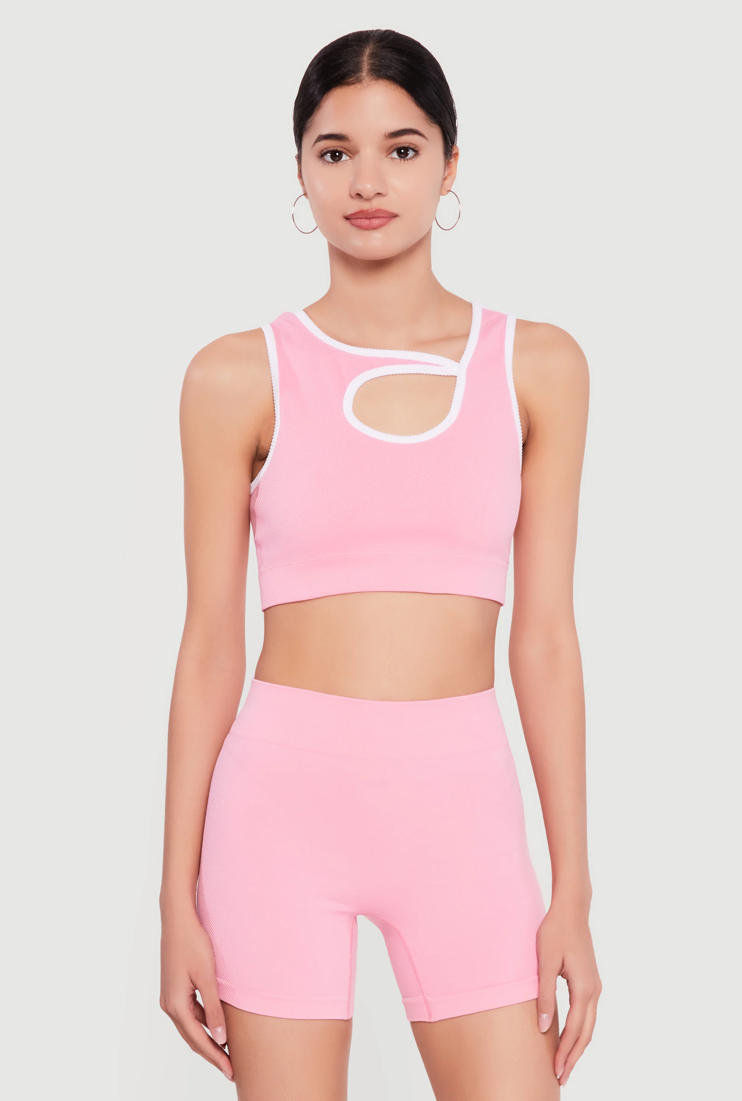 Seamless Asymmetrical Cutout Crop Top