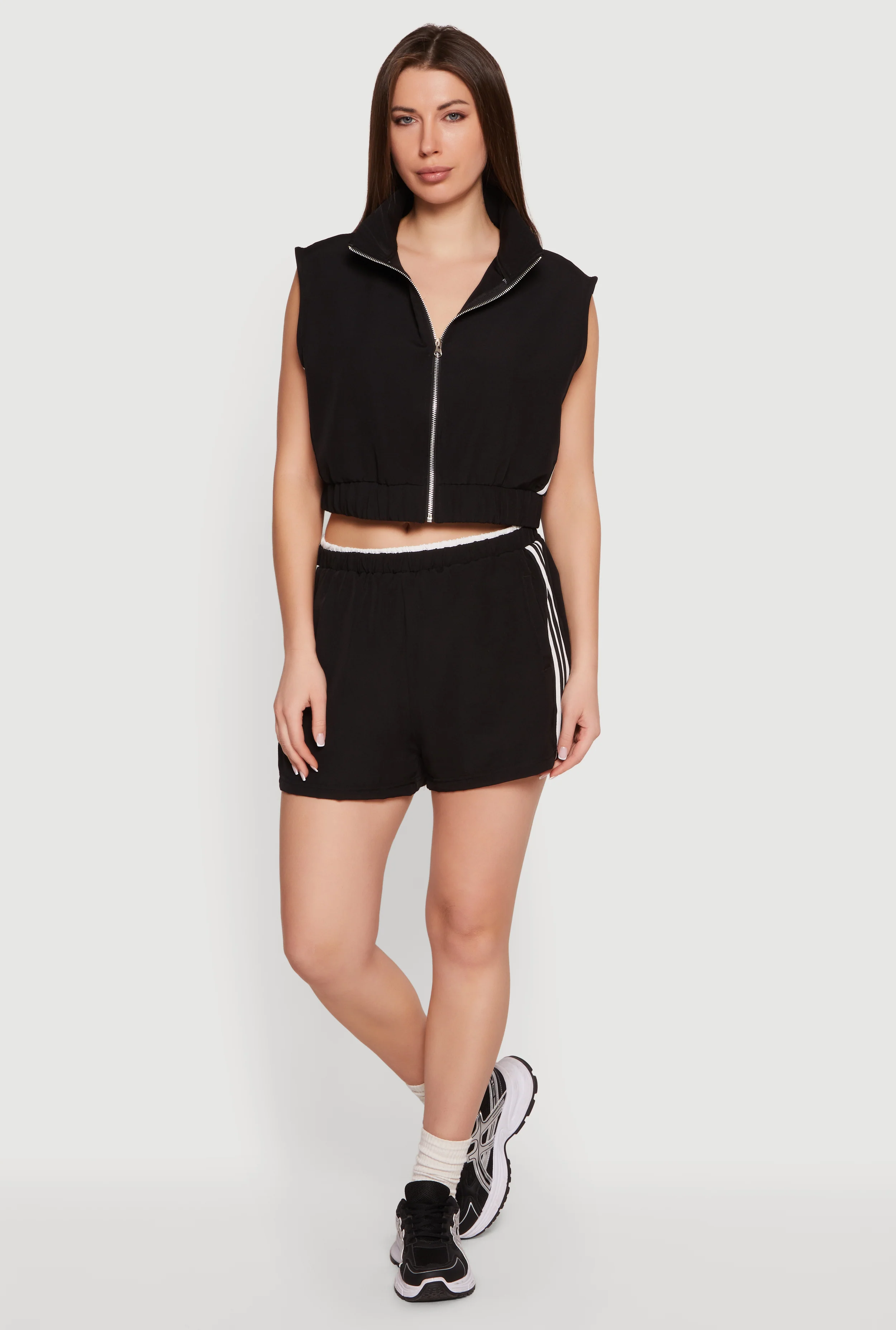 Double Waistband Side Stripe Shorts