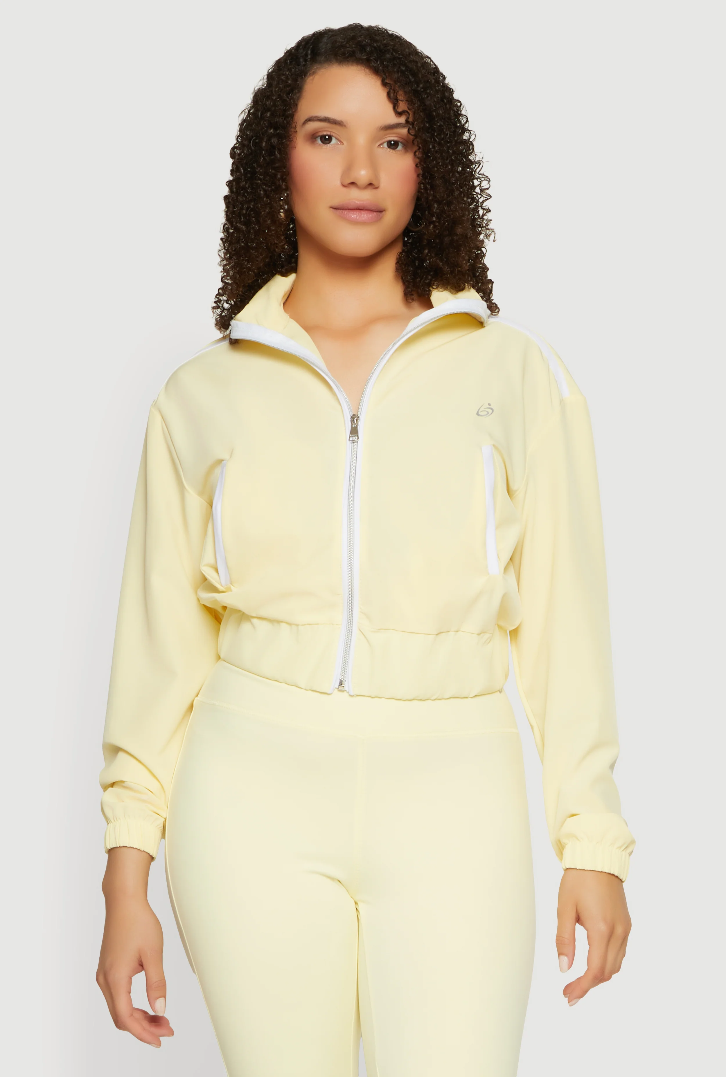 Contrast Trim Zip Front Cropped Track Jacket