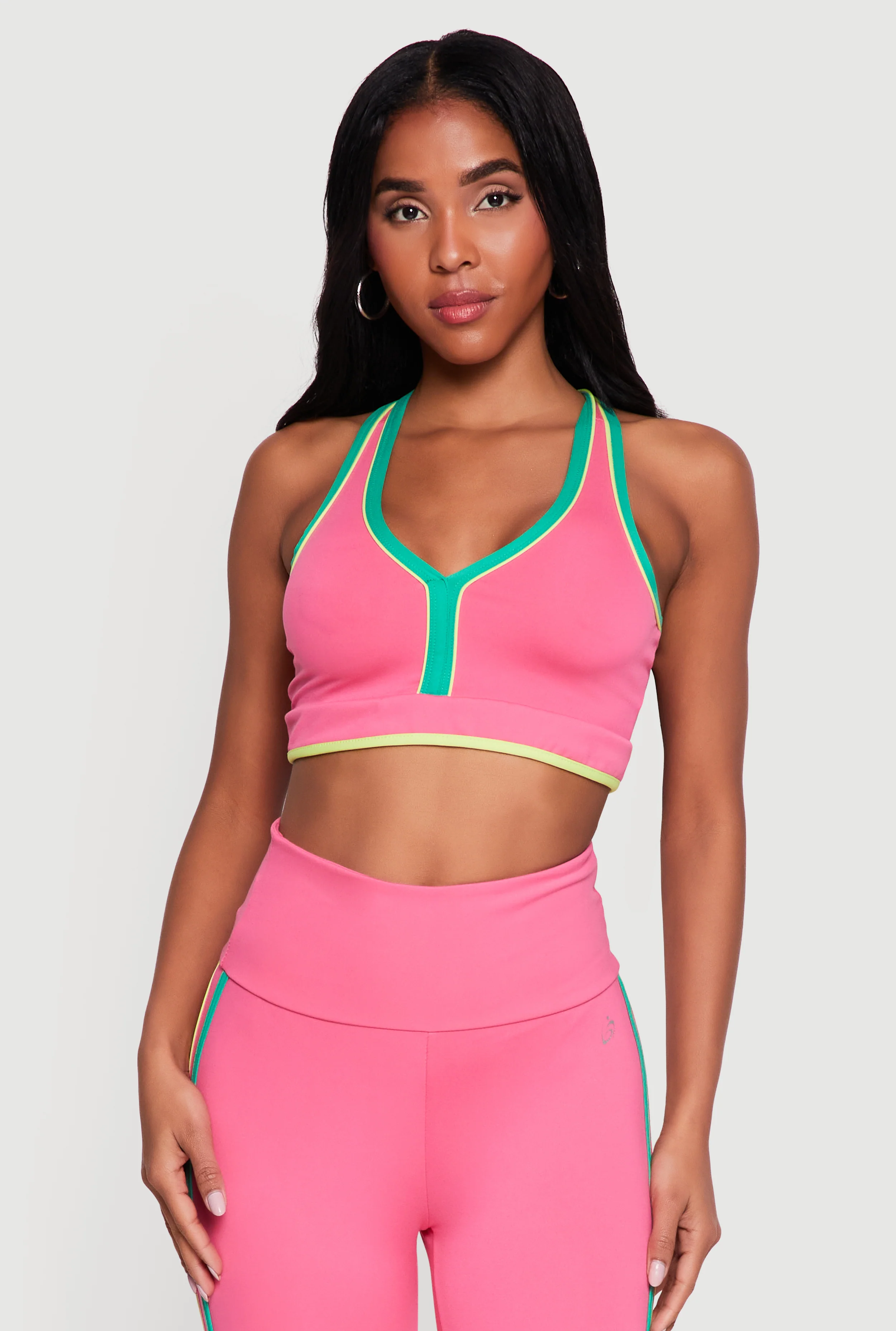 Contrast Trim Racerback Sports Bra