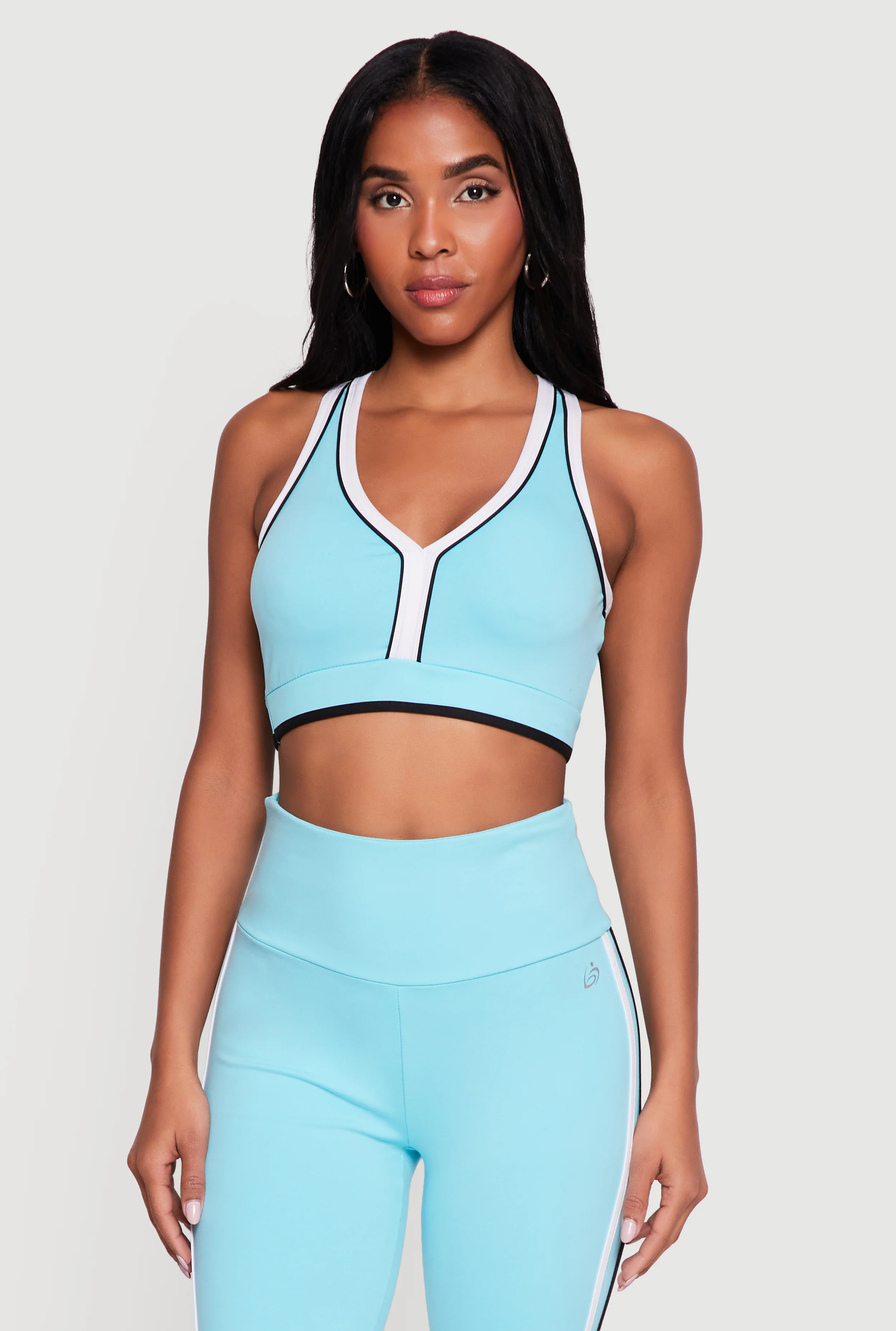 Contrast Trim Racerback Sports Bra