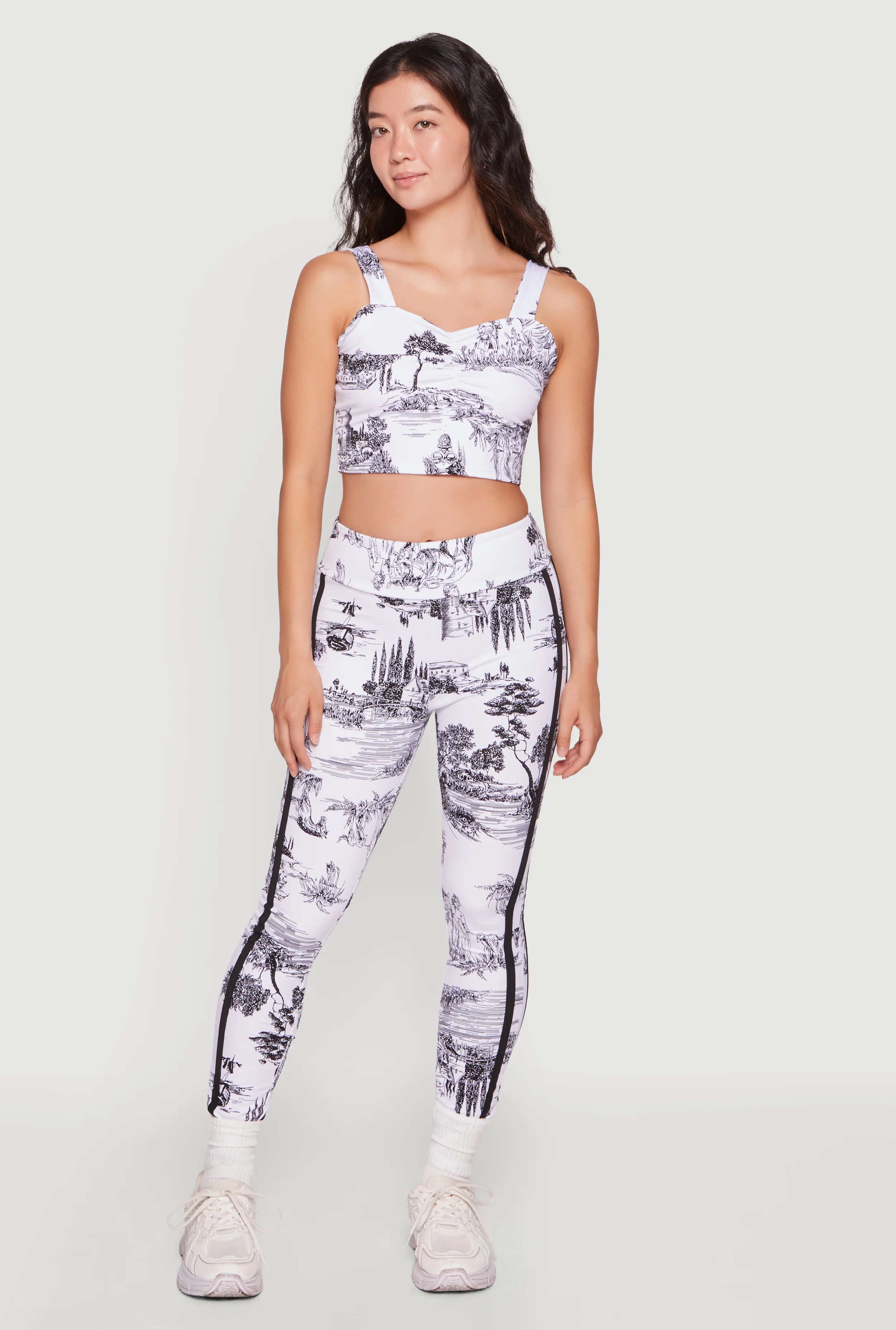 Varsity Stripe Detail Printed Leggings