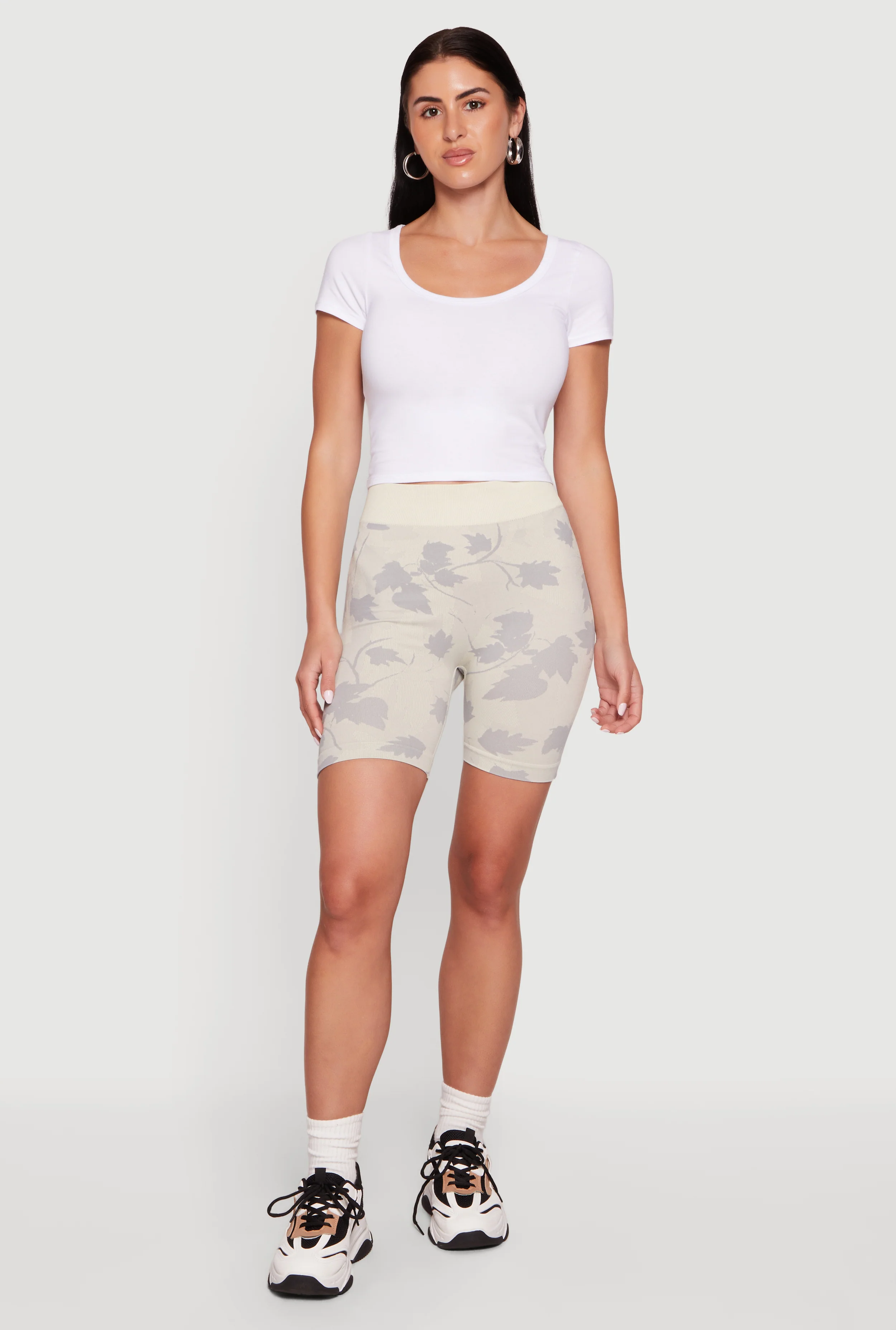 Floral High Waisted Seamless Biker Shorts