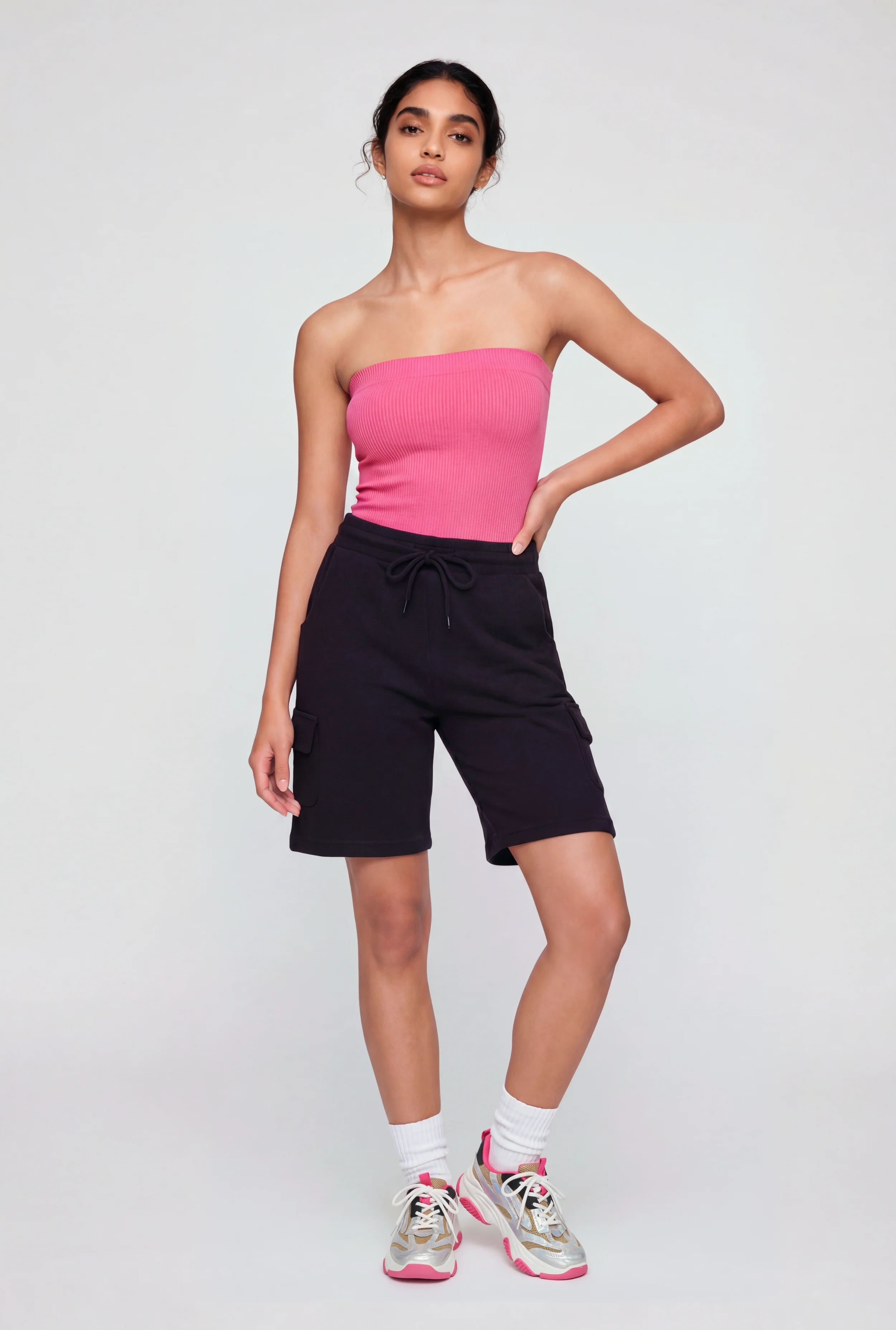 Drawstring Waist Cargo Sweatshorts