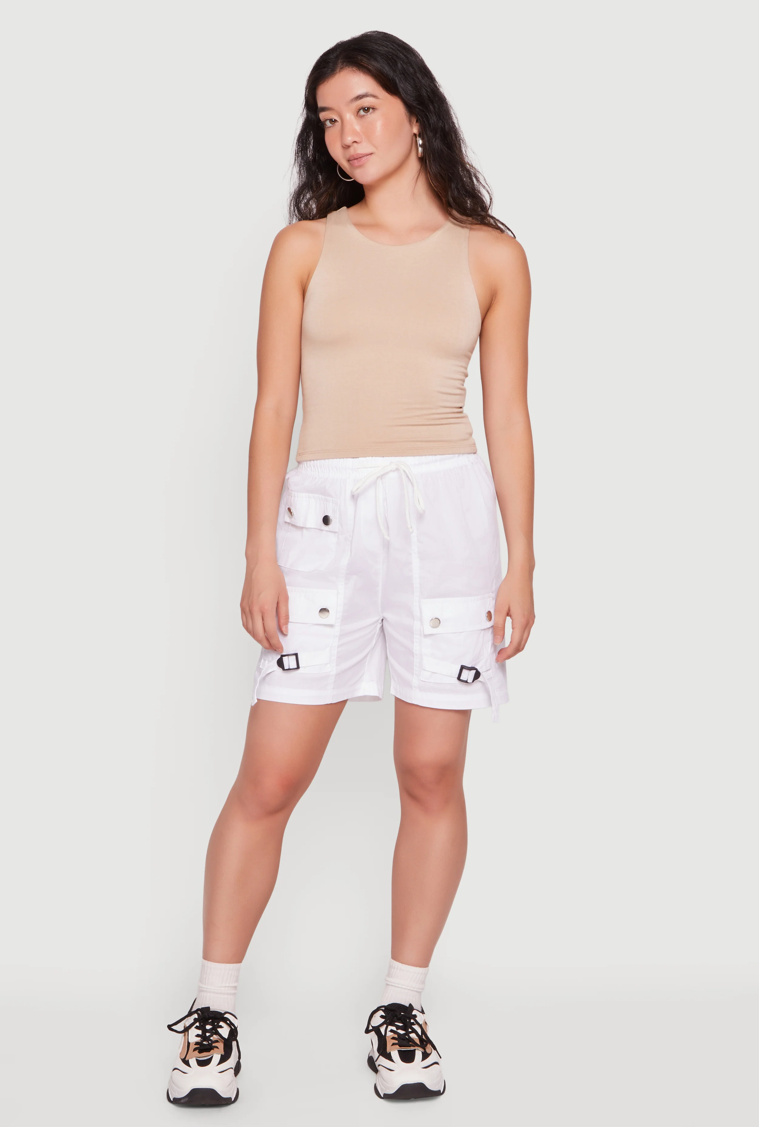 Cargo Shorts with Adjustable Buckle Straps