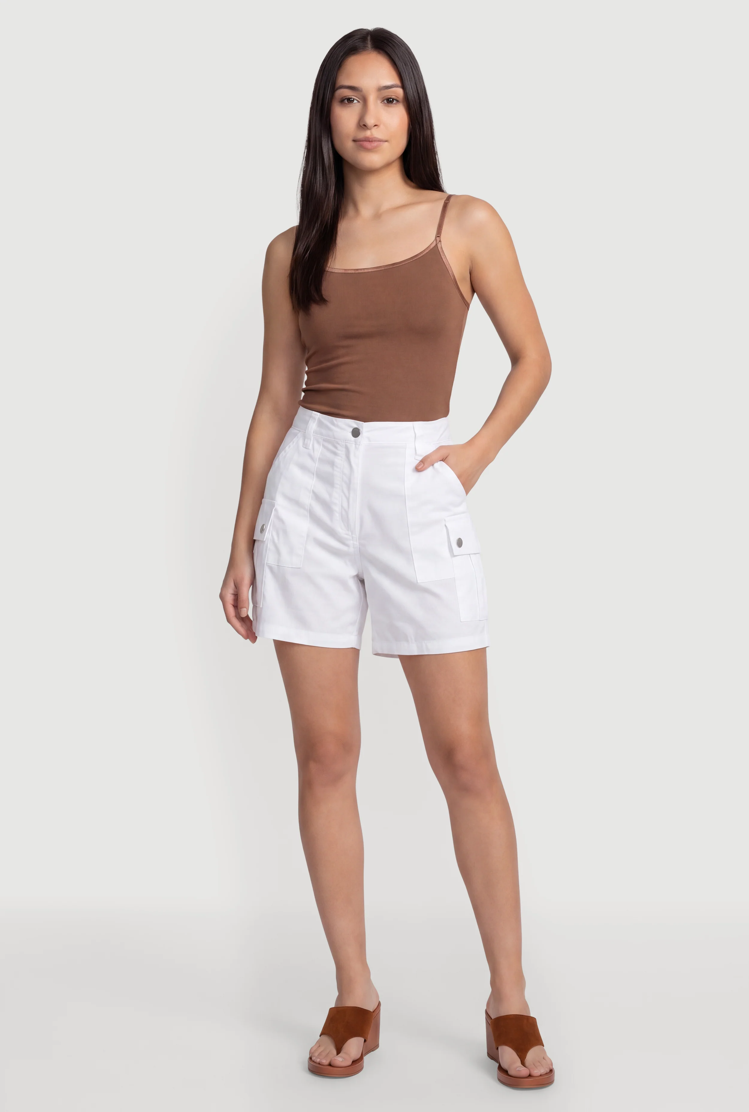 High Waisted Cargo Pocket Shorts