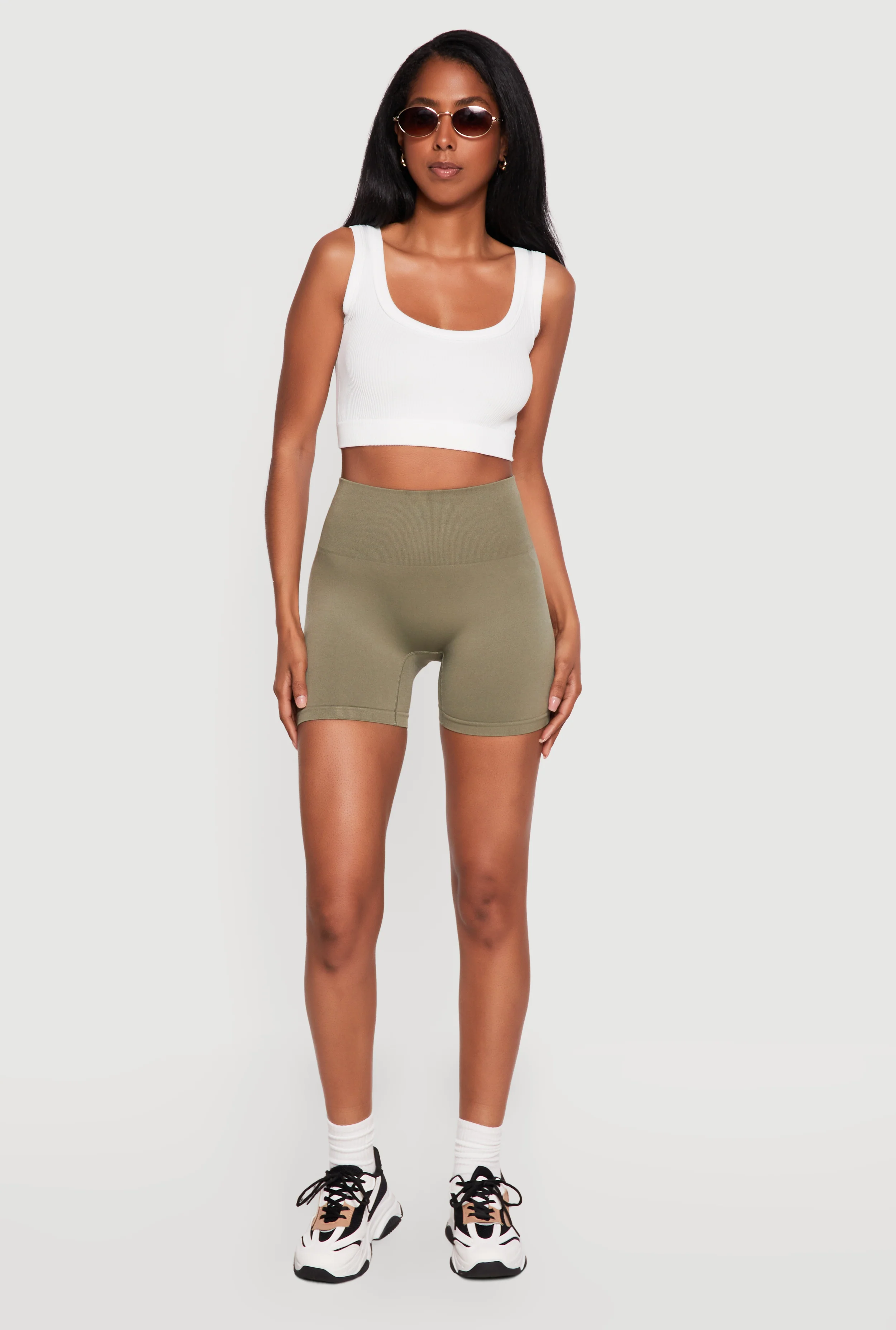 High Waisted Seamless Solid Bike Shorts