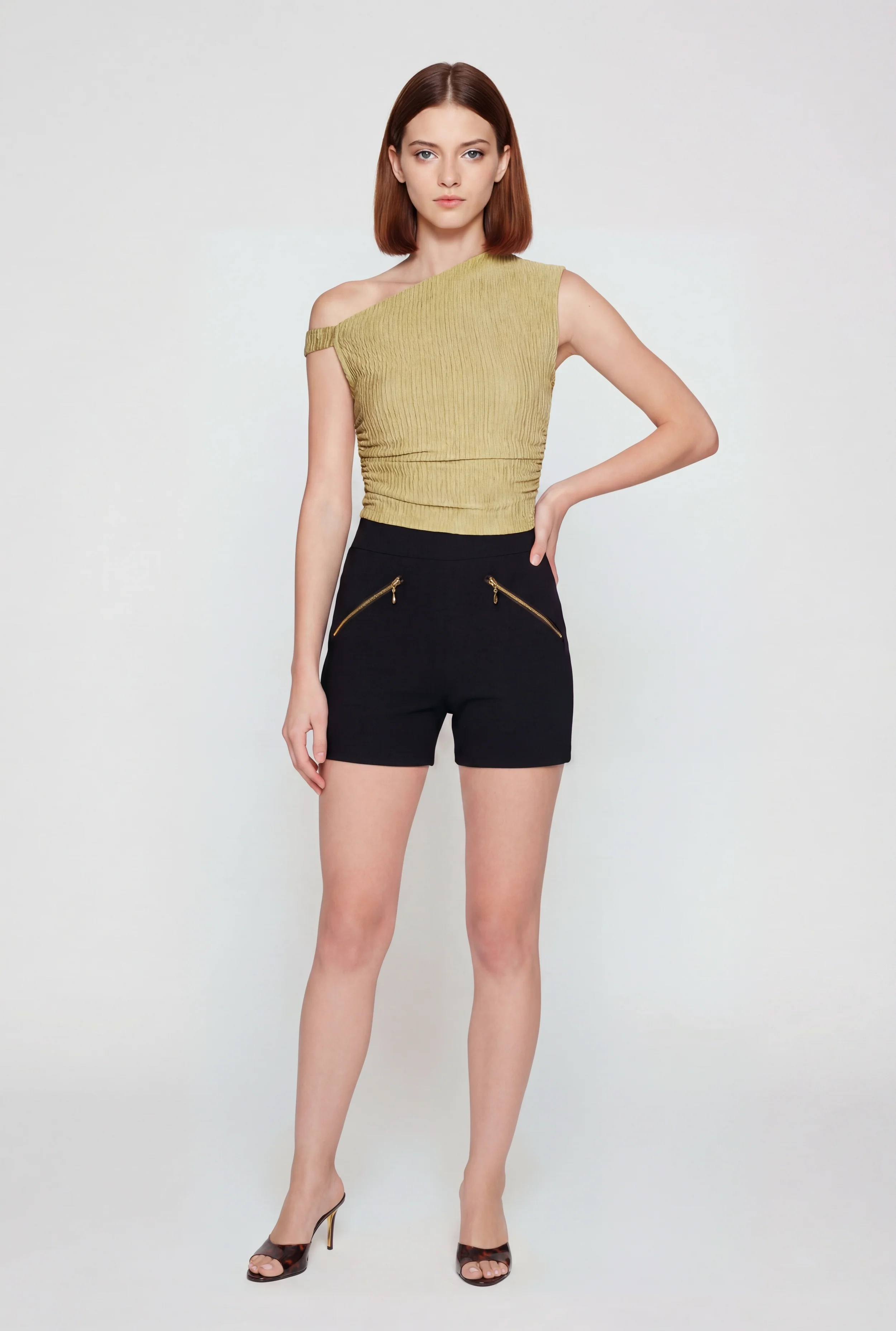 Zip Detail Scuba Shorts