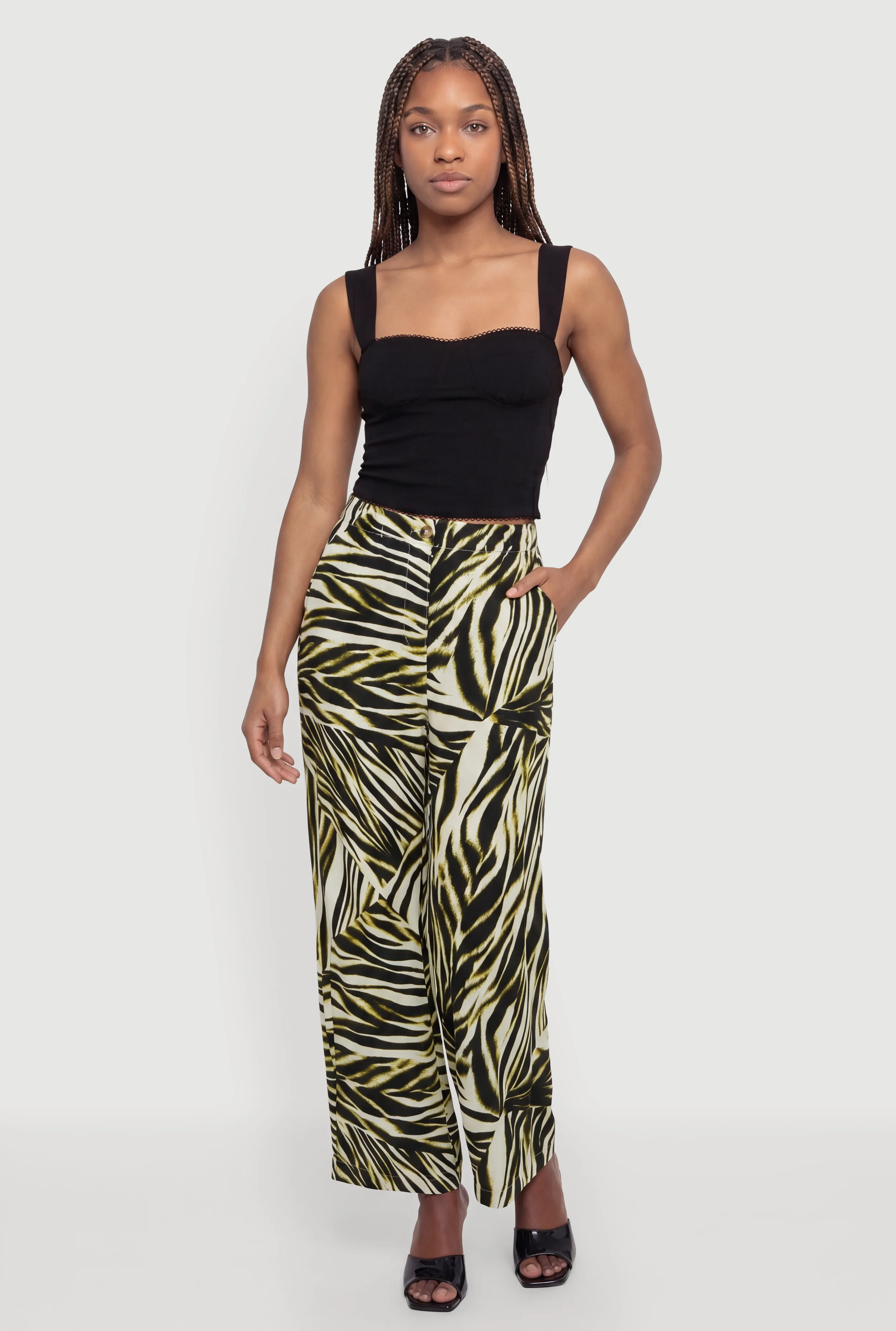 Zebra Print High Waisted Wide Leg Pants