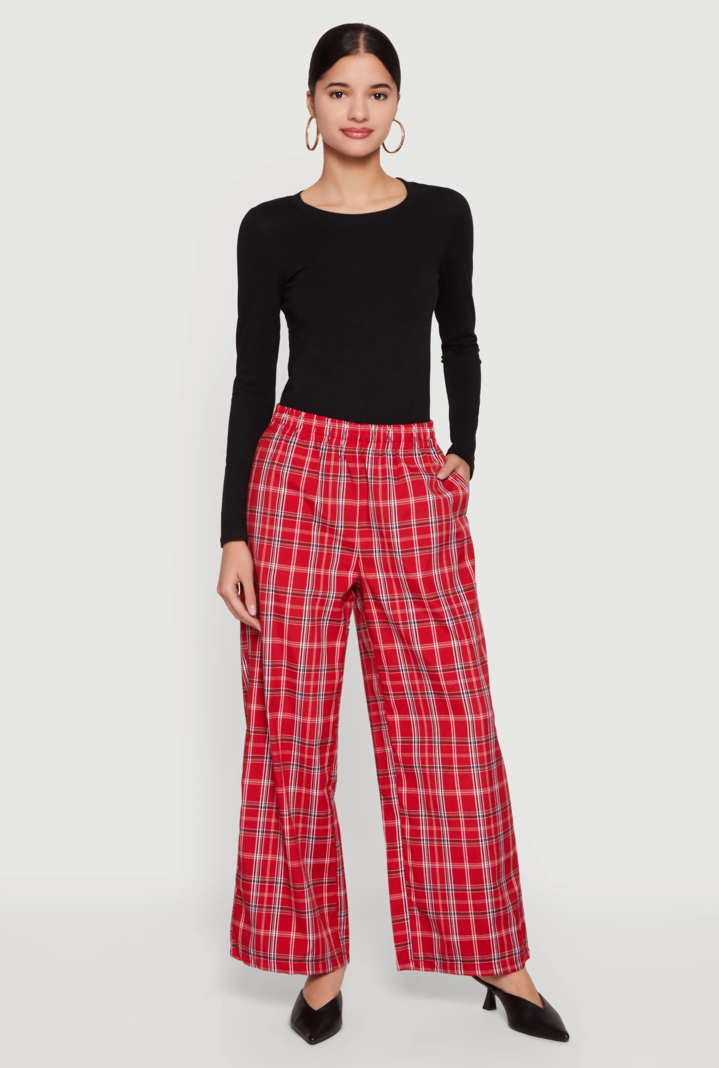 Plaid Wide Leg Pants