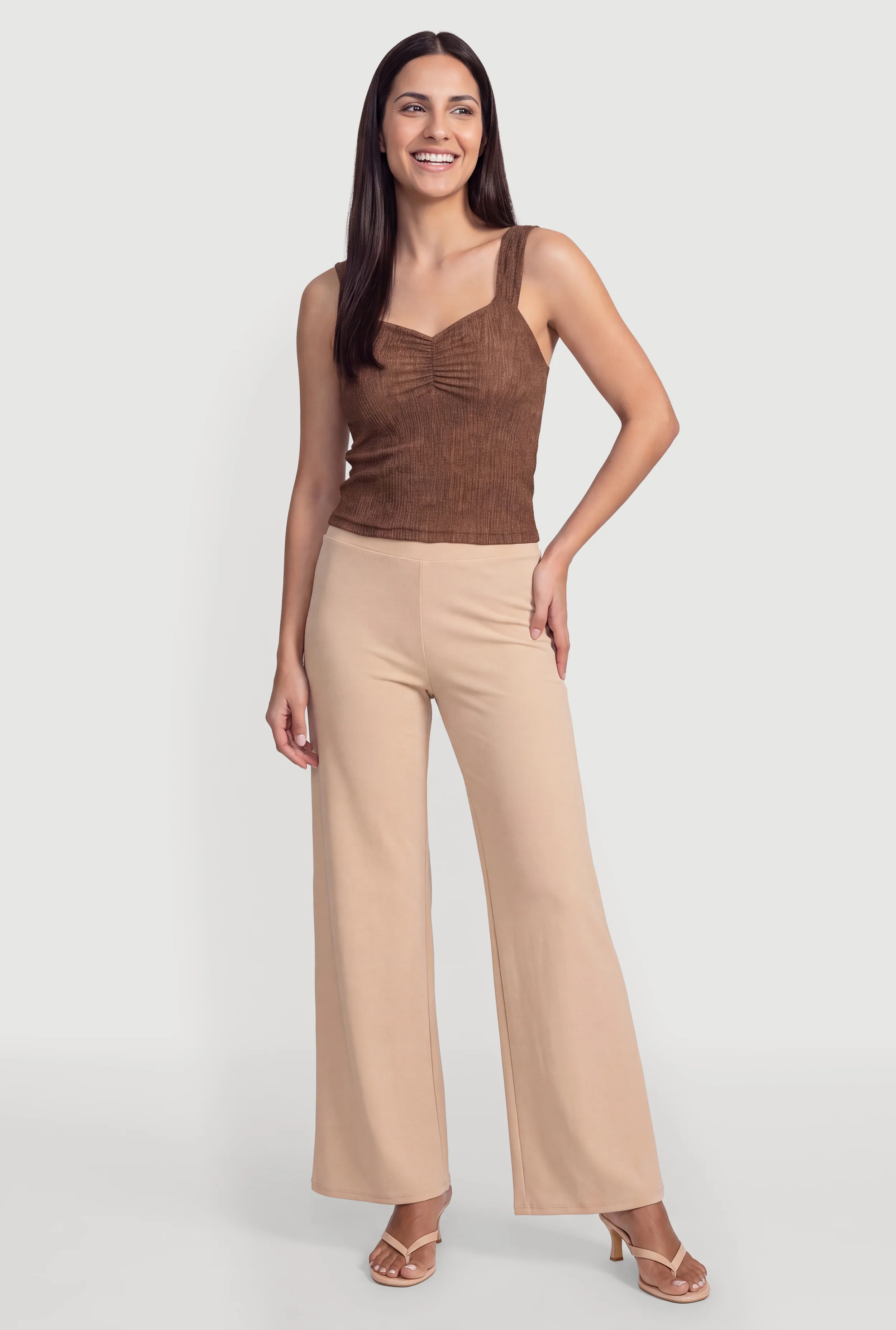 Pull On High Waisted Wide Leg Pants