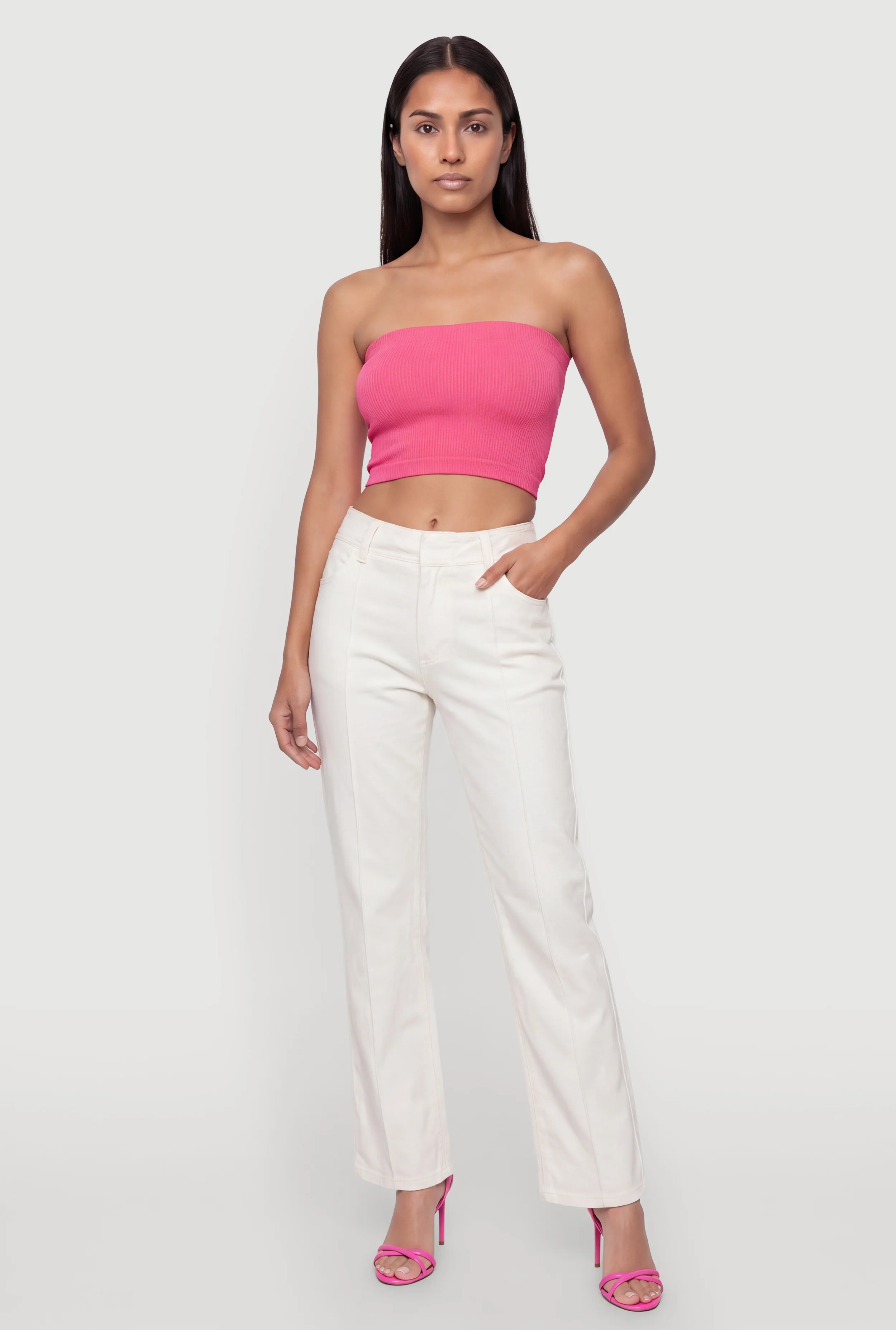Pintuck Straight Leg Pants