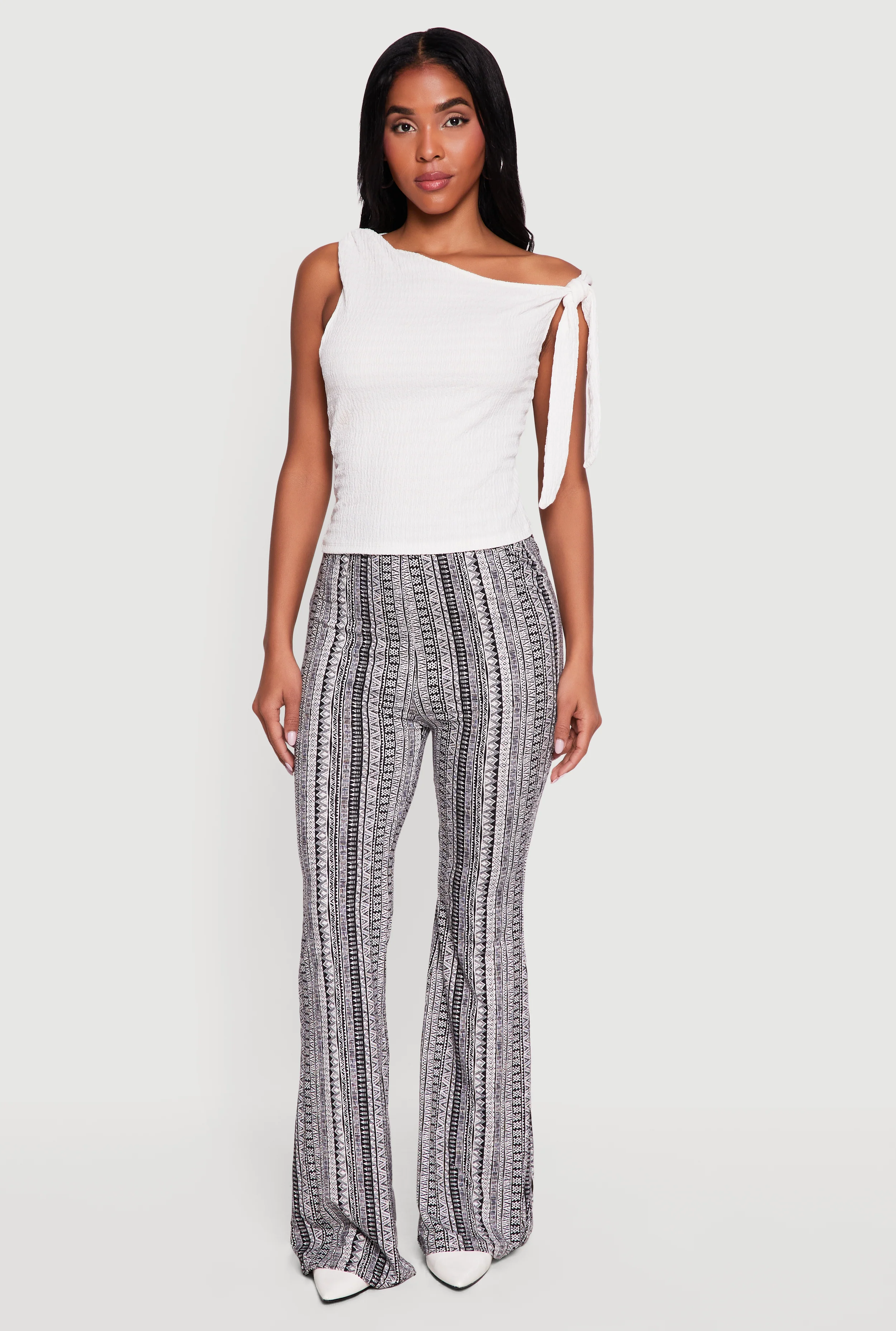 High Waisted Printed Pattern Flared Leggings