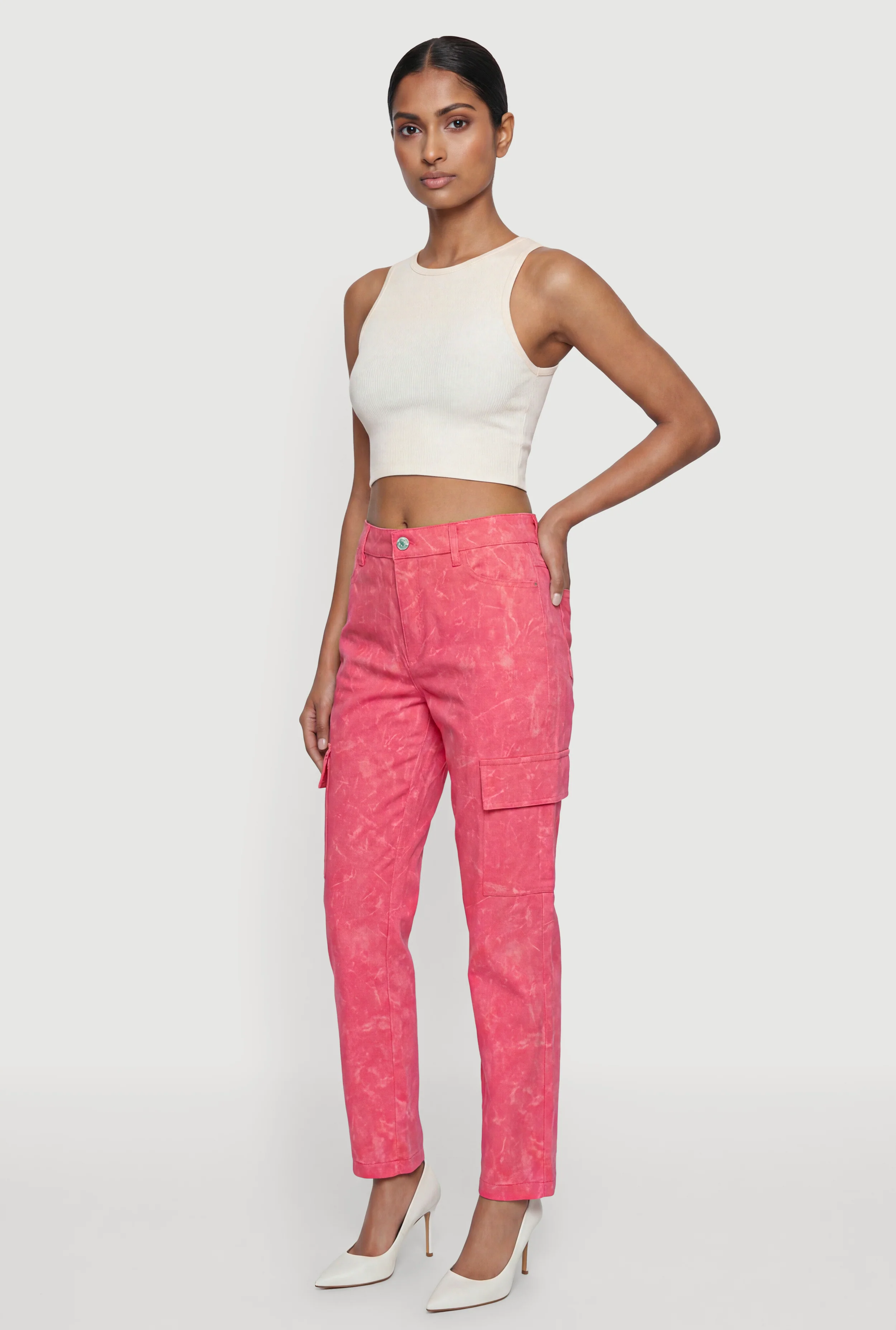Hyper Stretch High Waisted Pull On Cargo Pants