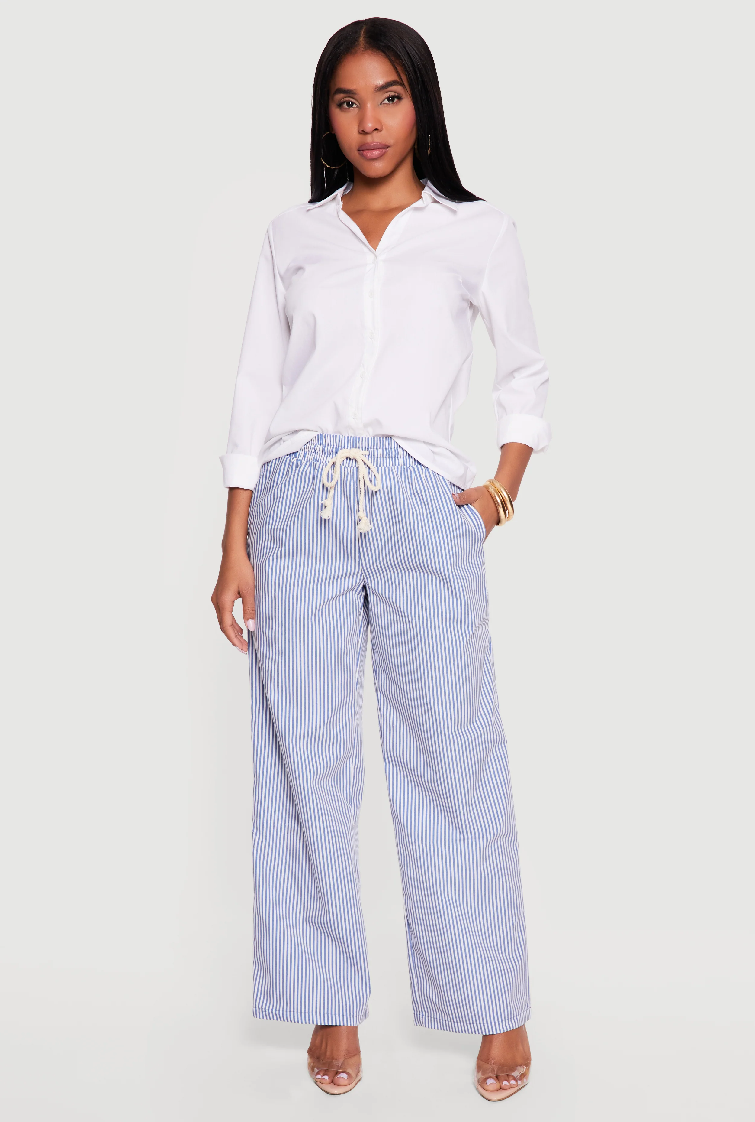 Printed Poplin Wide Leg Pants