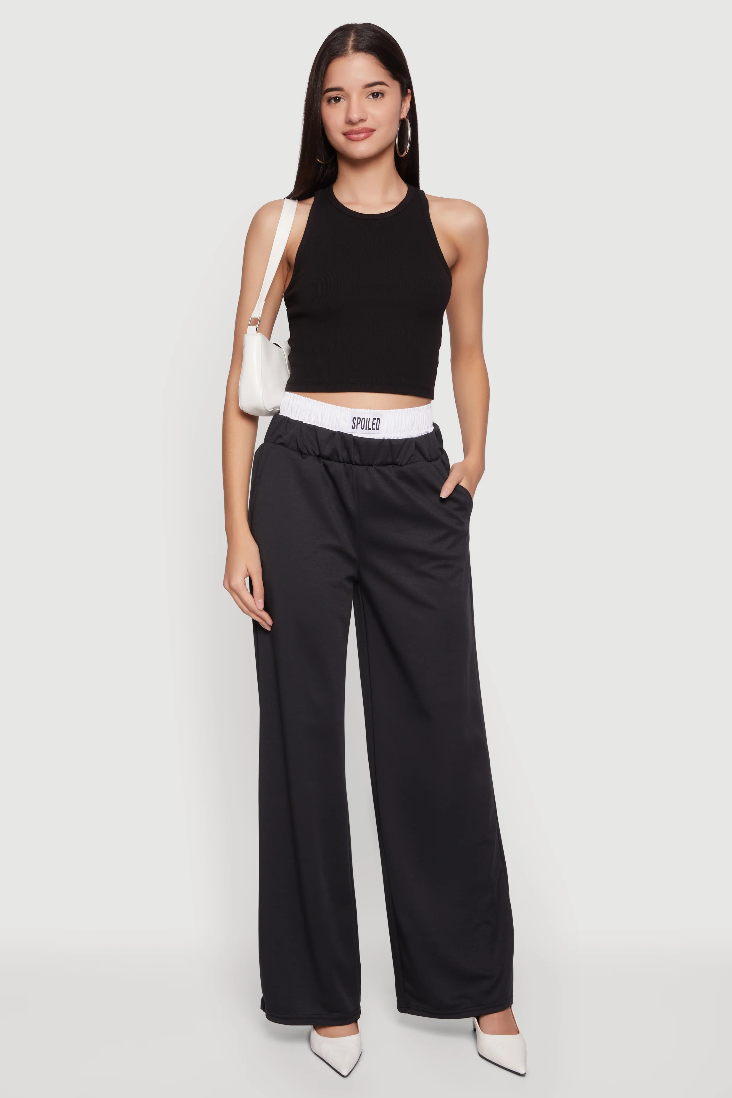 Spoiled Contrast Waistband Wide Leg Pants