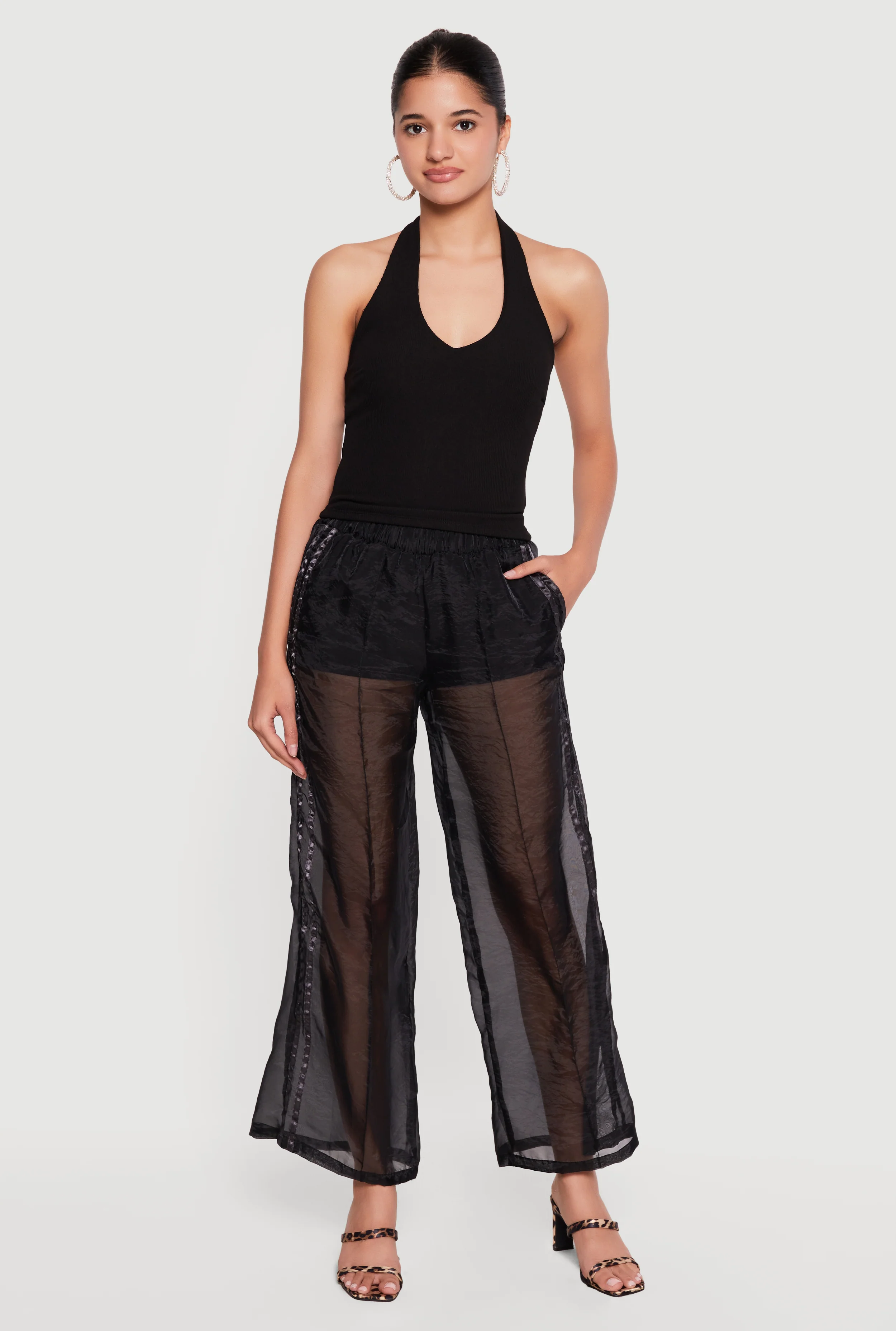 Organza Varsity Stripe Straight Leg Pants