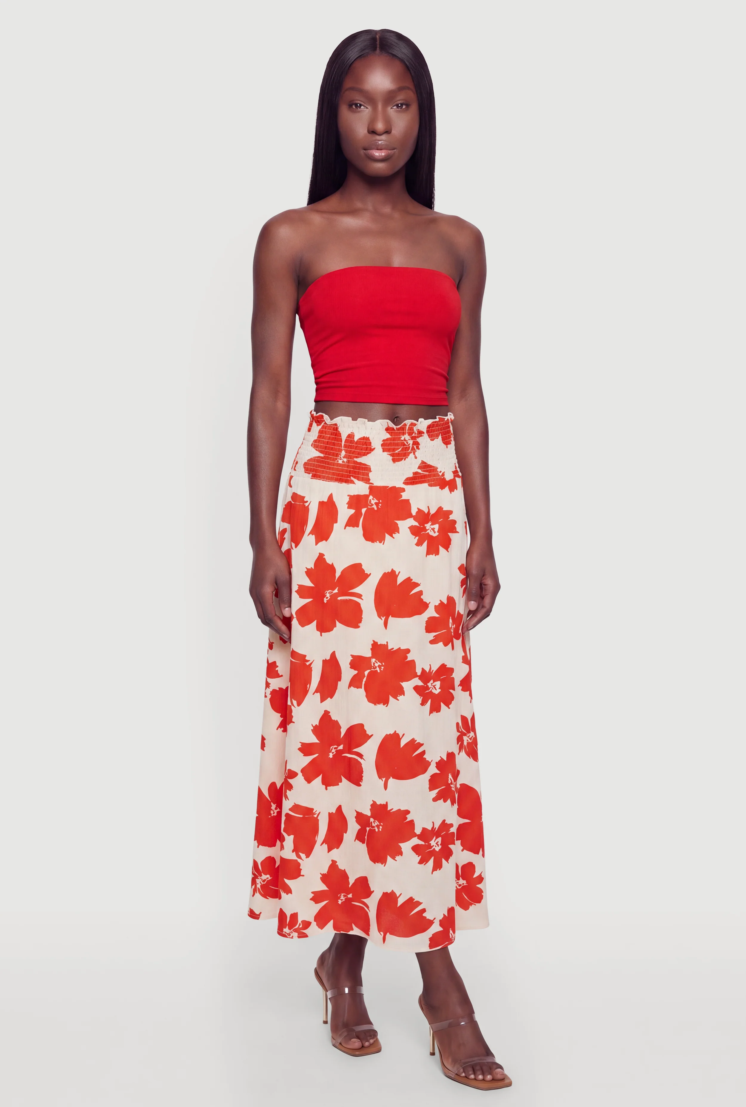 Floral Smocked Waist Maxi Skirt