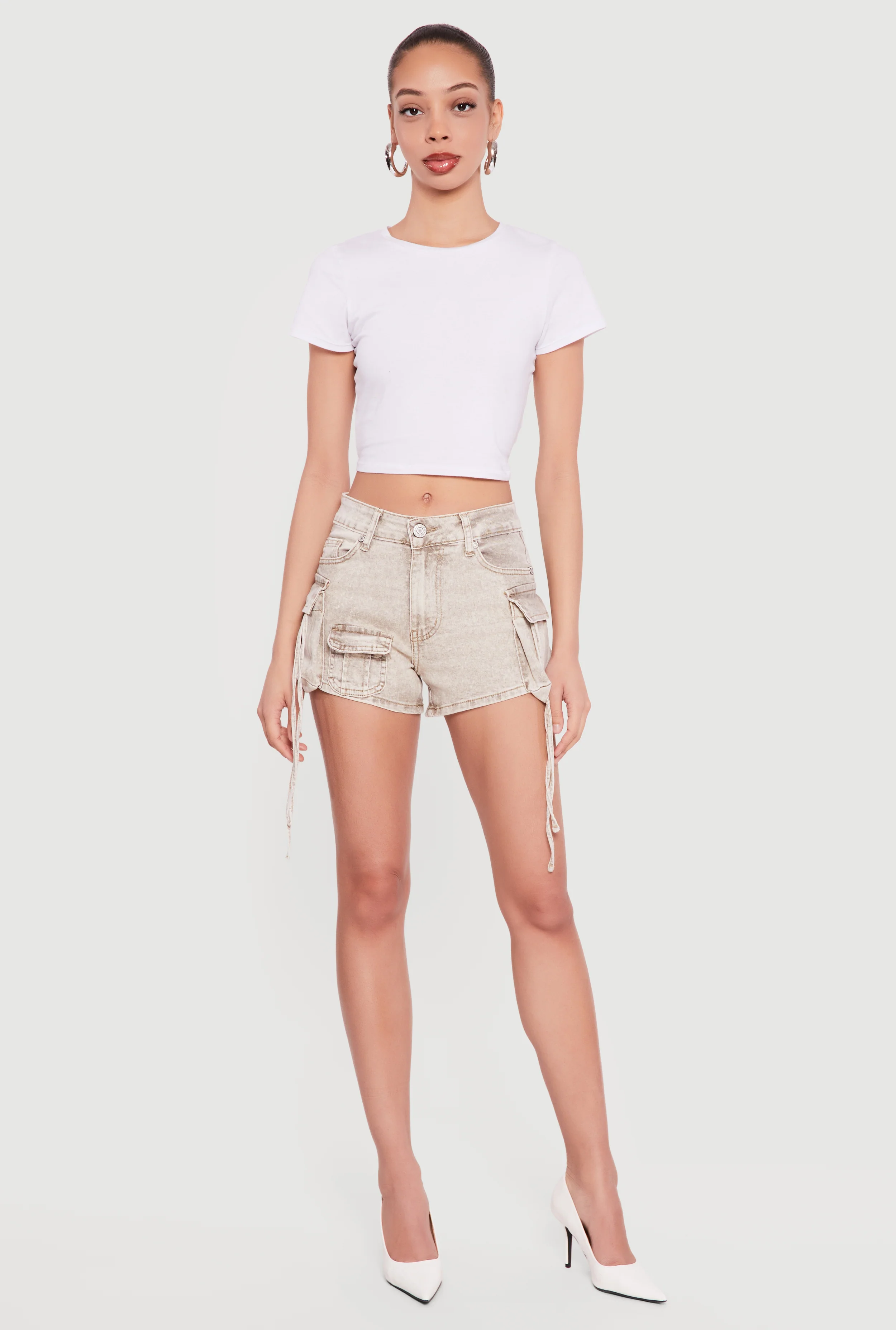 VIP Acid Wash Denim Cargo Shorts