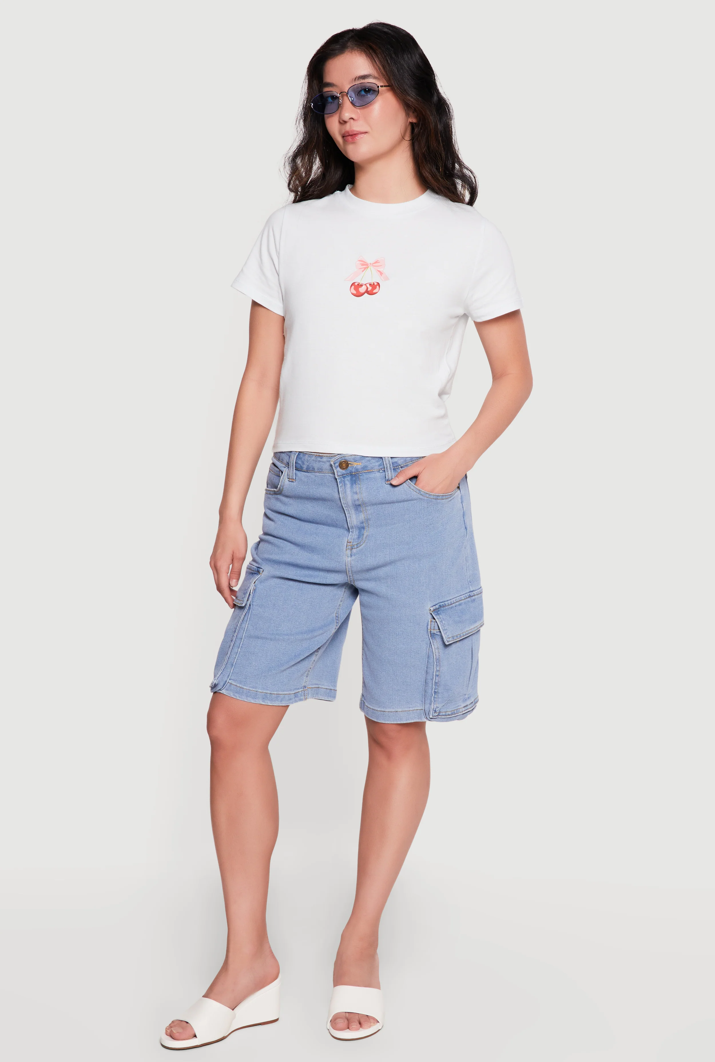 Denim Cargo Pocket Bermuda Shorts