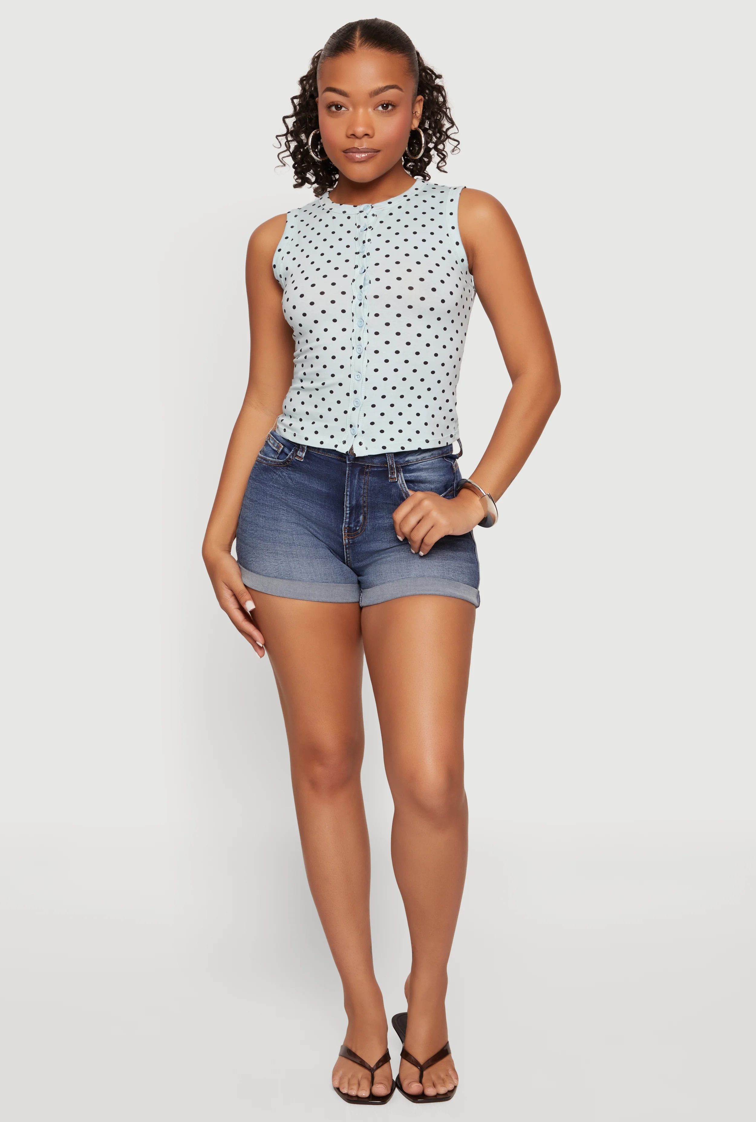 Whiskered Fixed Cuff Denim Shorts