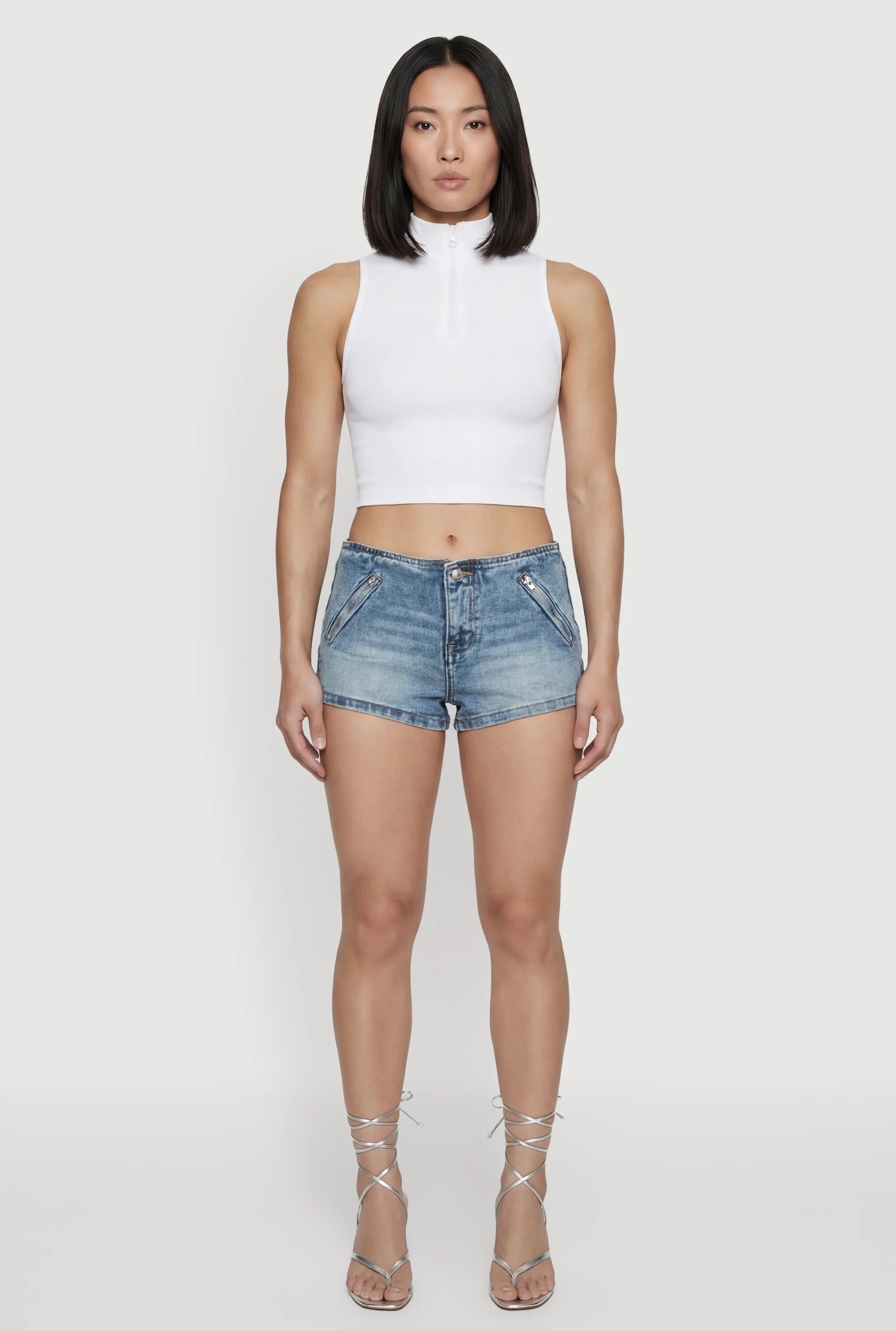 Almost Famous Faux Zip Pocket Denim Micro Shorts