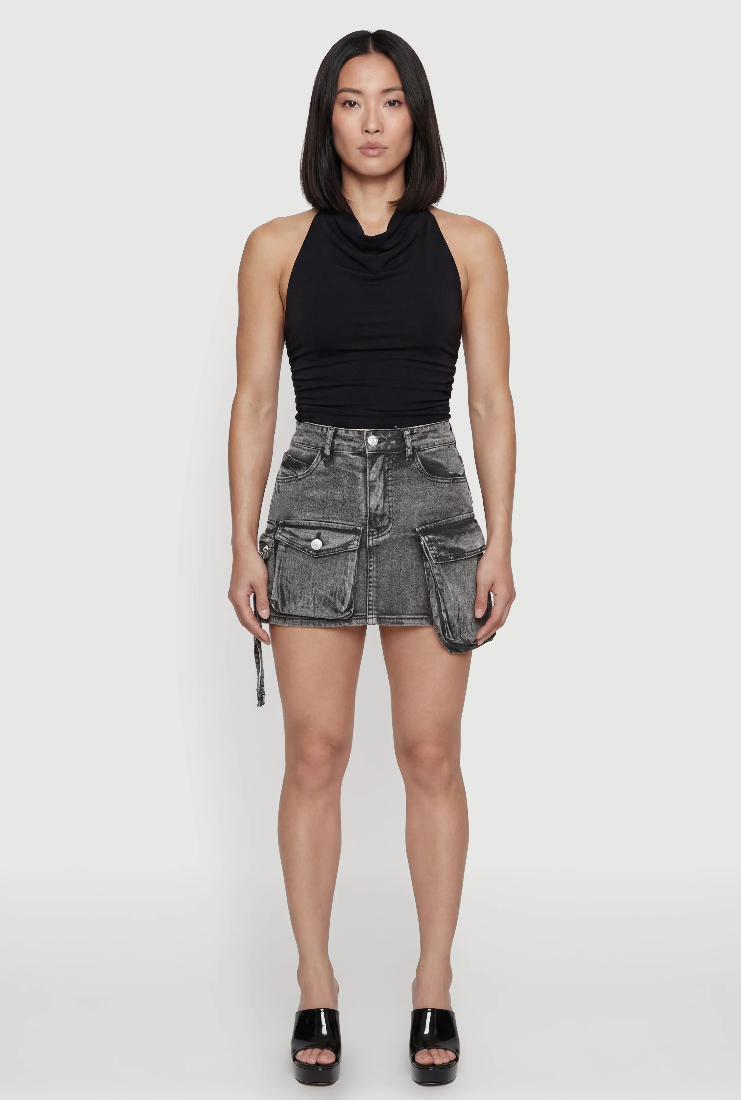 Denim Mini Utility Skirt