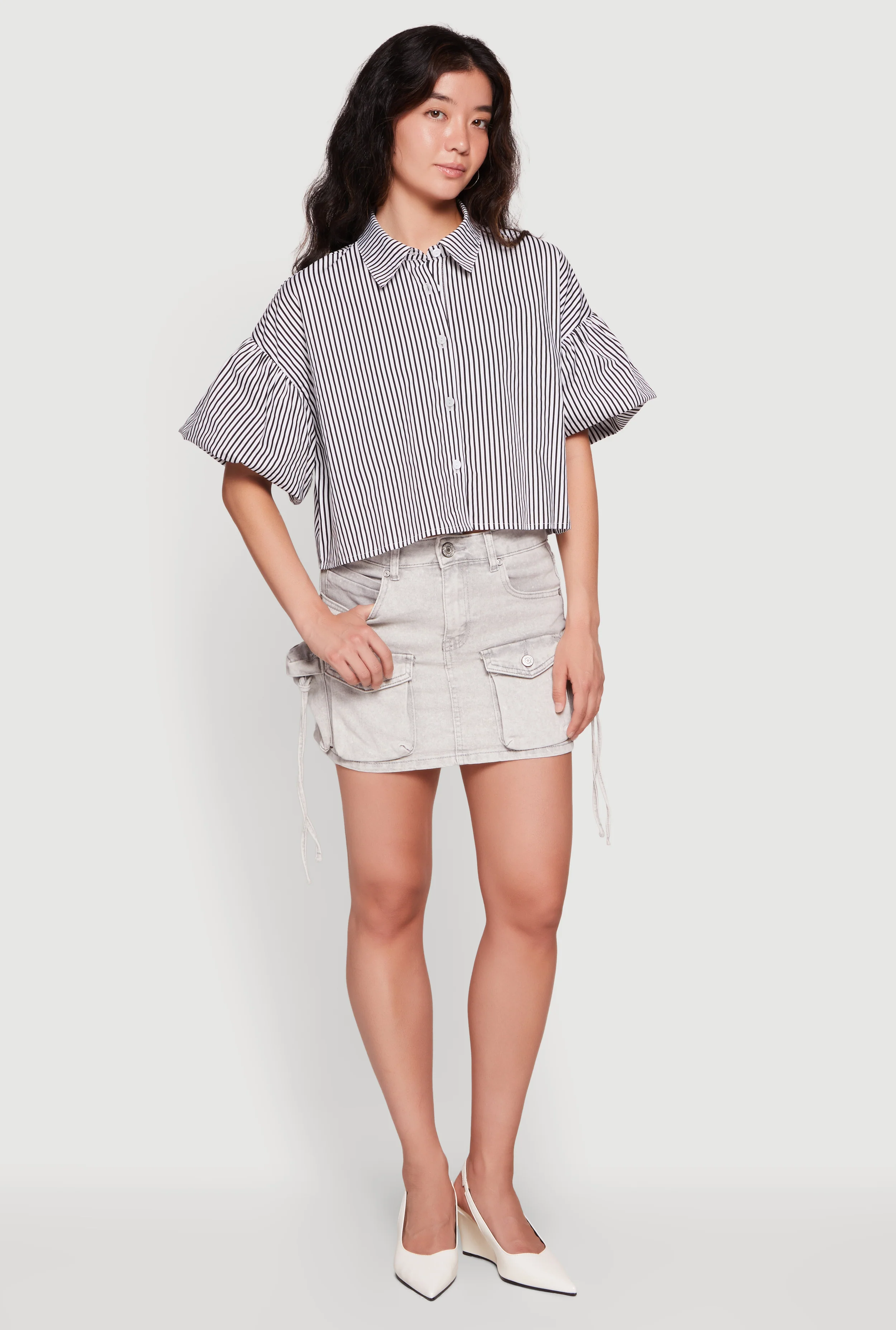 Acid Wash Cargo Skirt