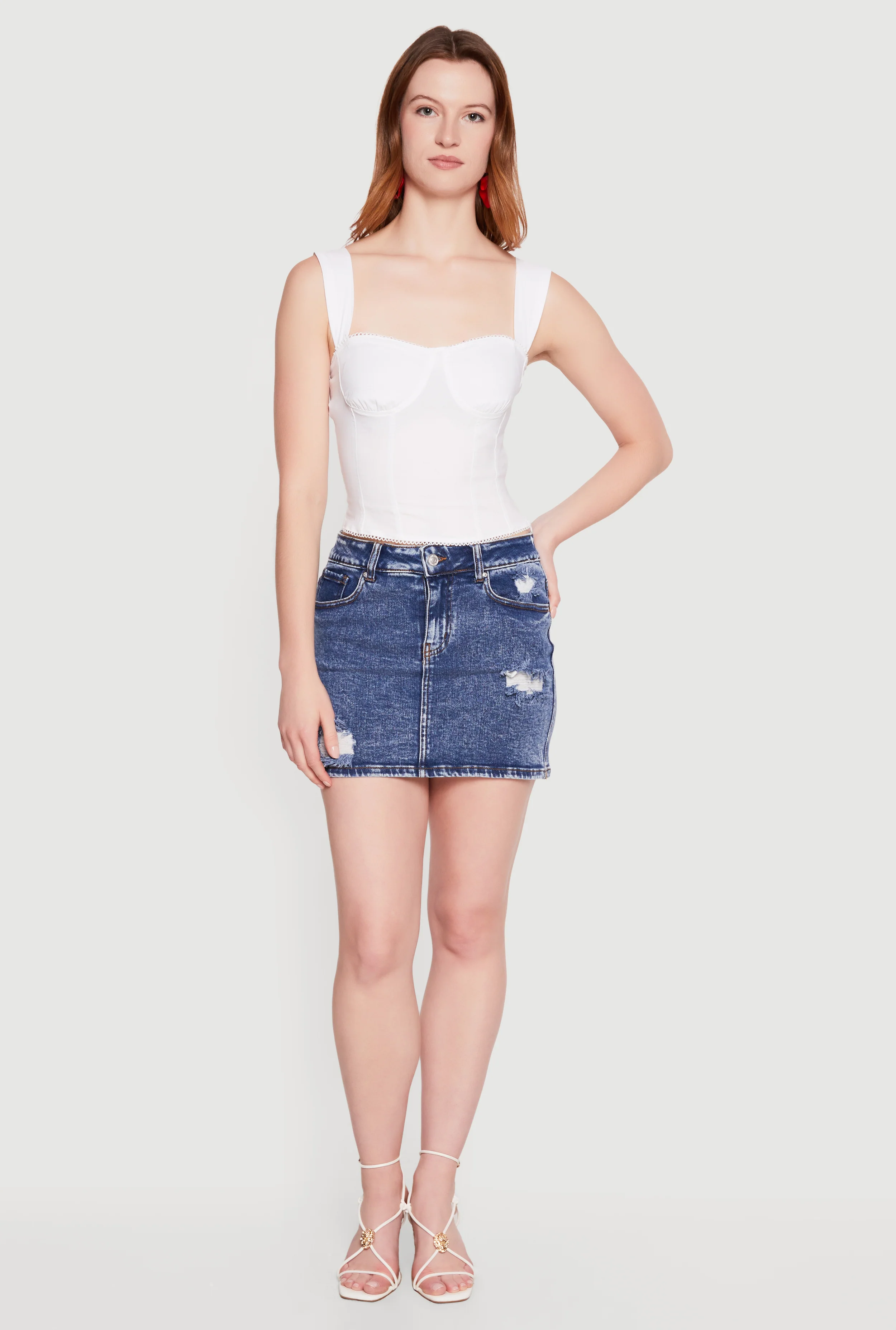 Destructed Denim Mini Skirt