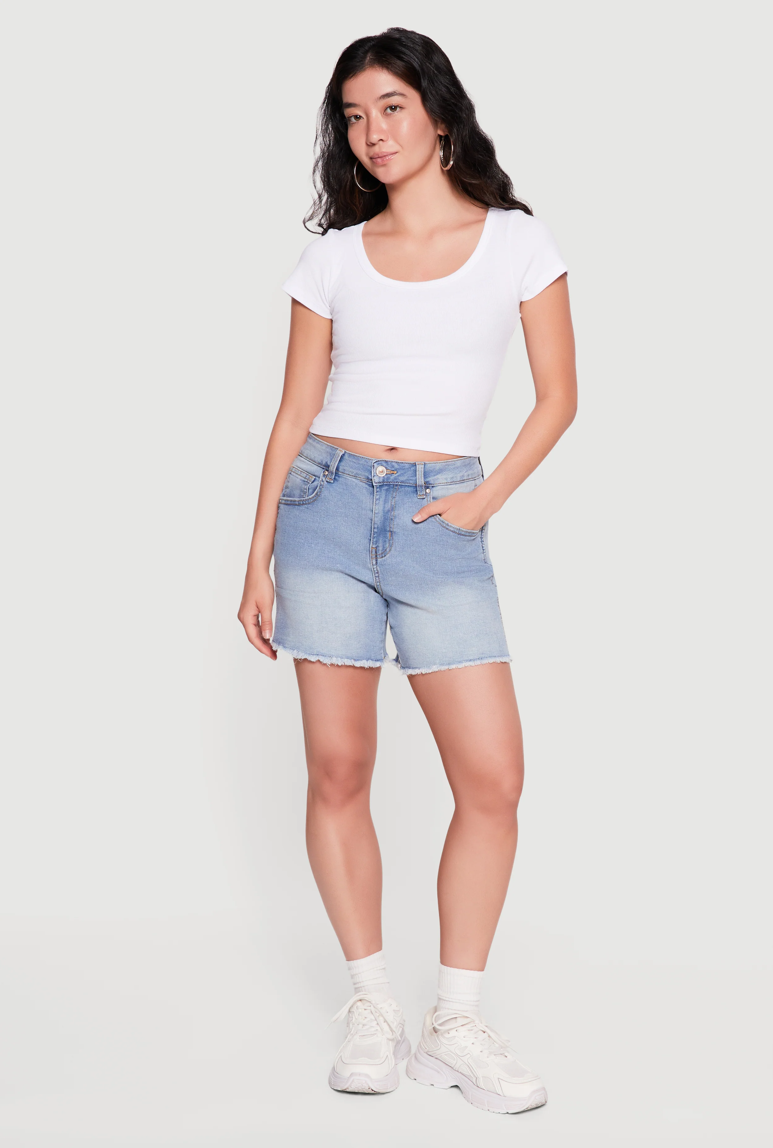 Frayed Hem Denim Shorts