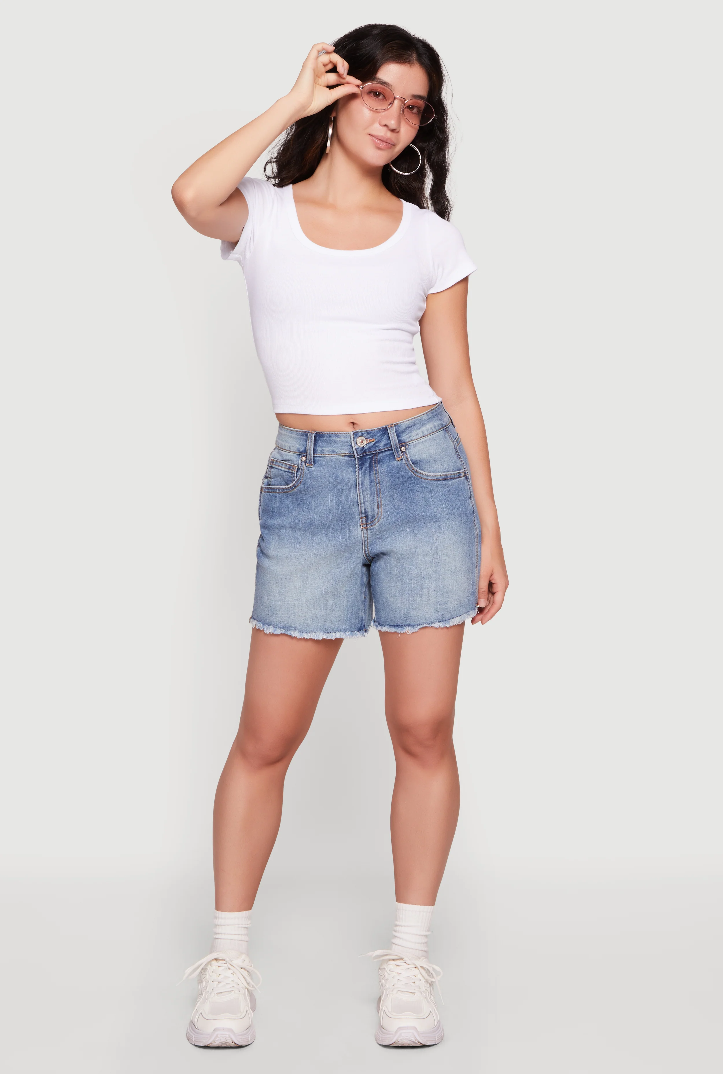 Frayed Hem Denim Shorts