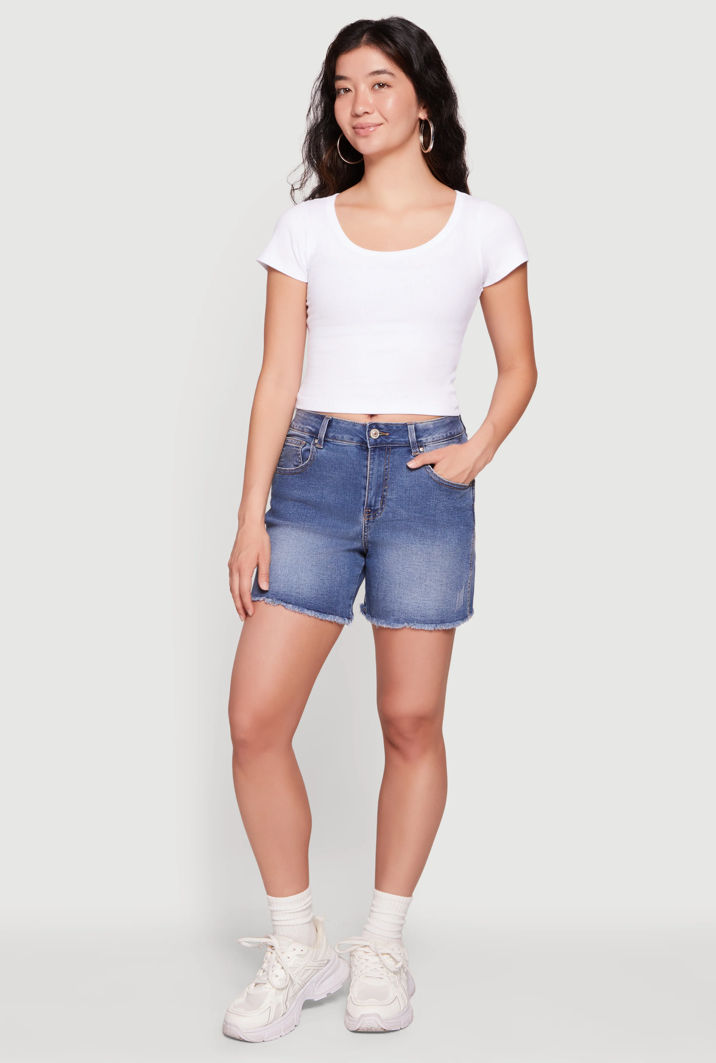 Frayed Hem Denim Shorts