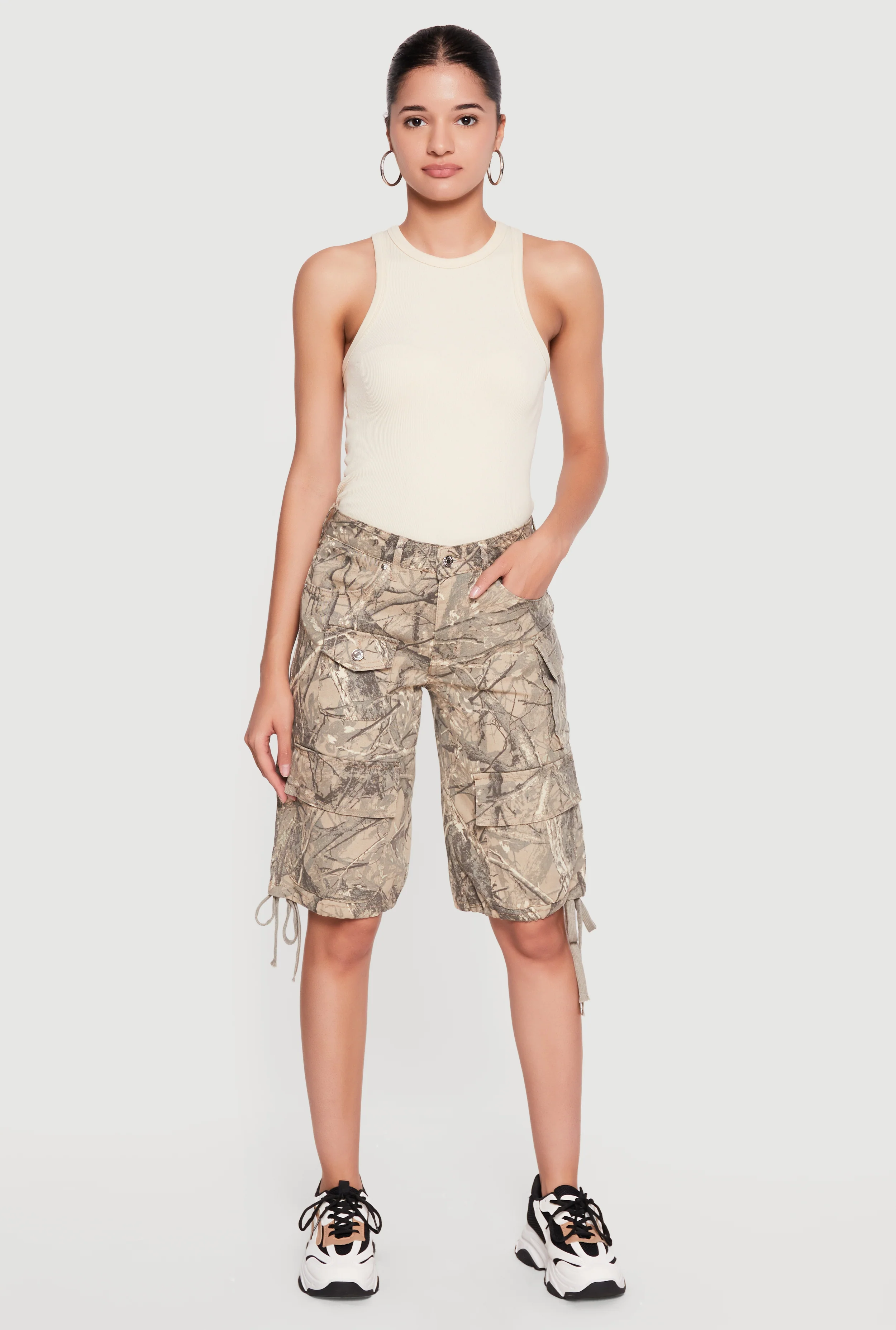 Hunter Camo Drawstring Hem Cargo Bermuda Shorts