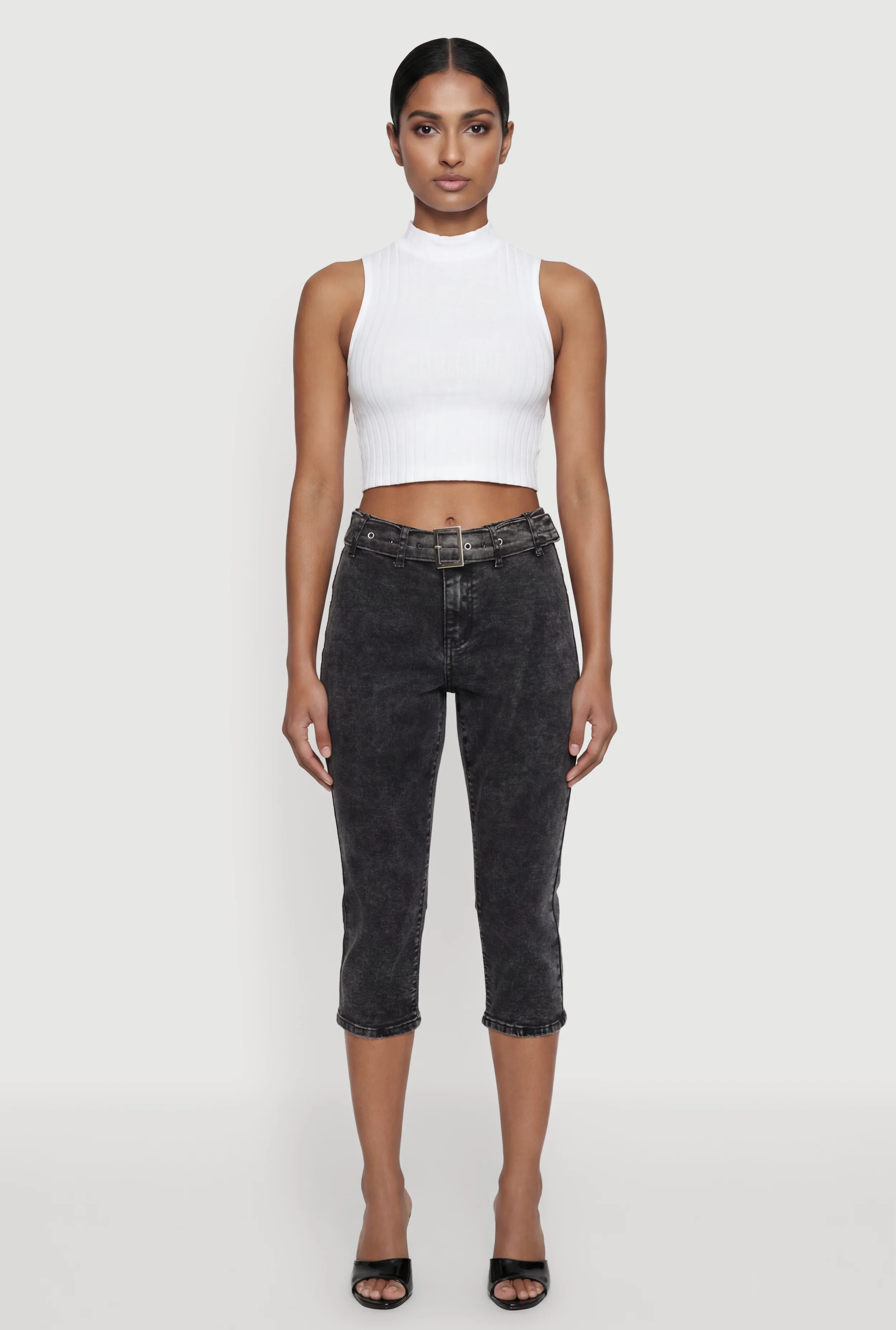 Almost Famous Belted Front Capri Jeans