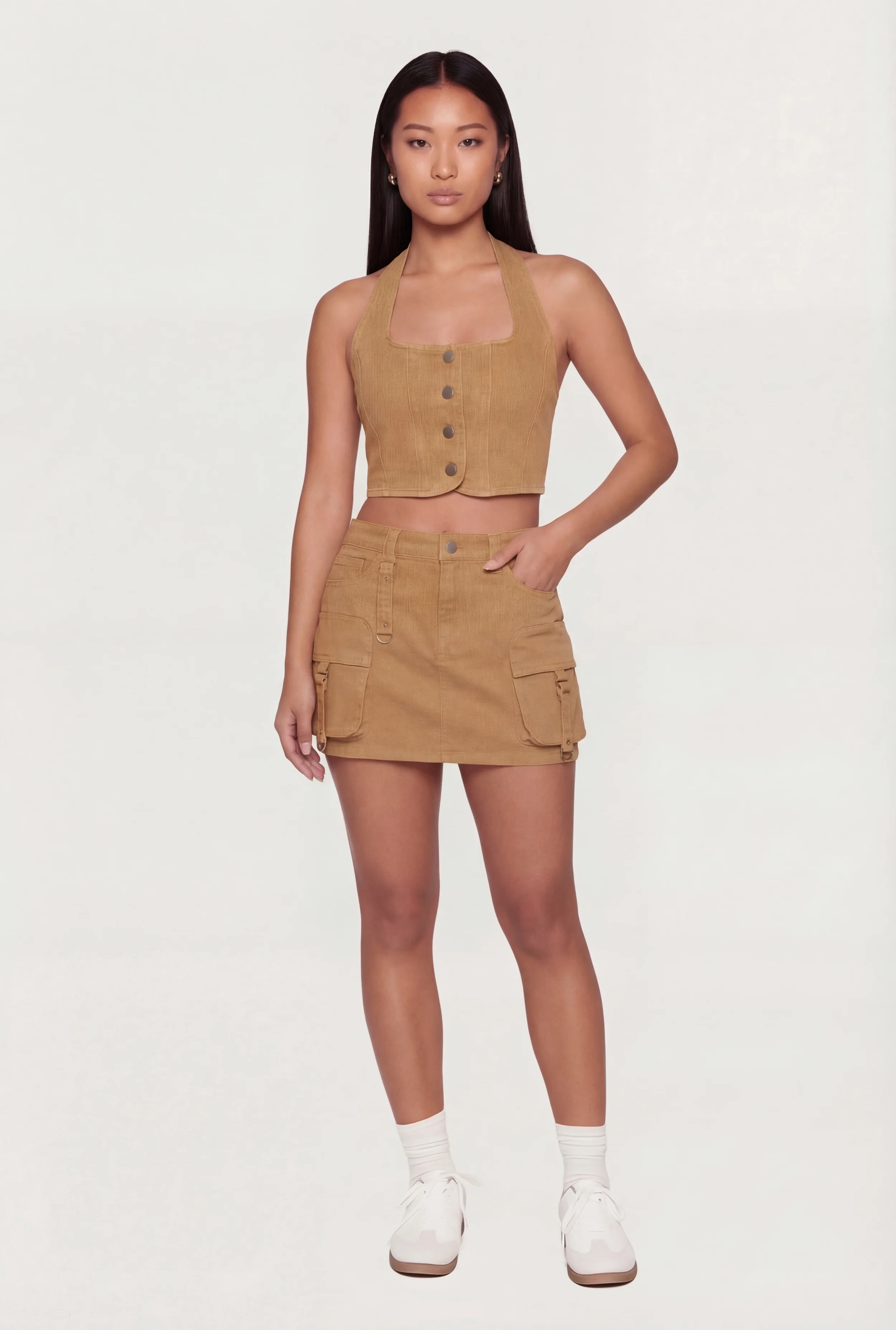 Denim Cargo Mini Skirt