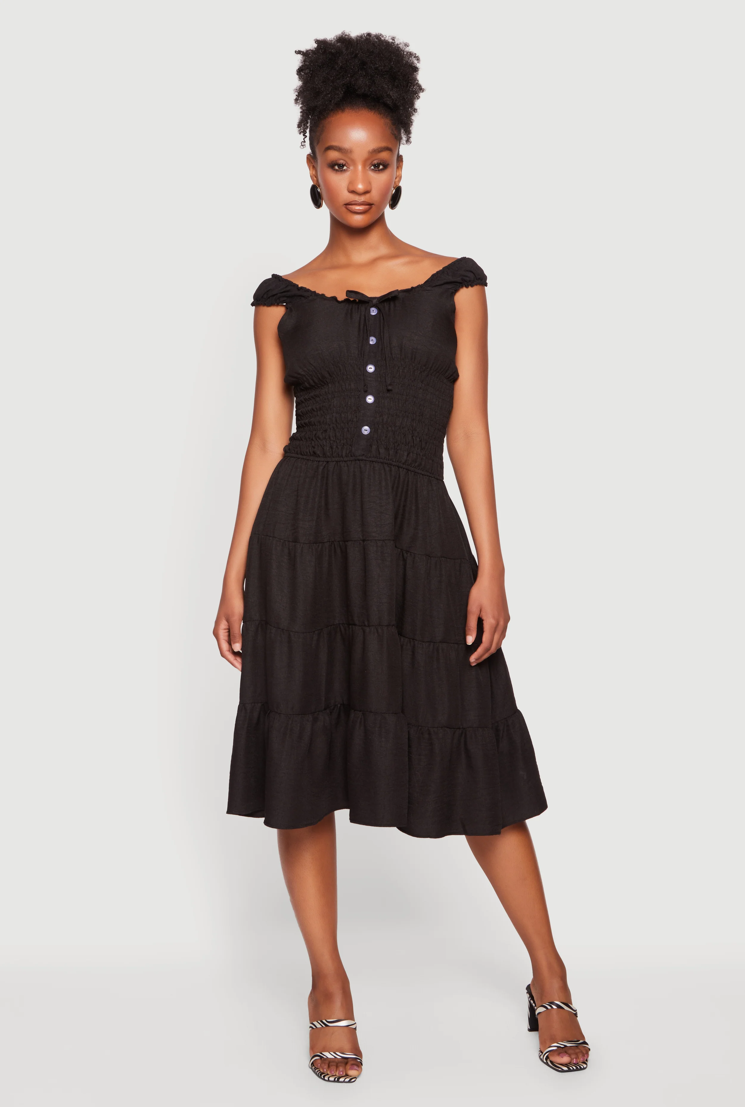 Smocked Tiered Midi Dress