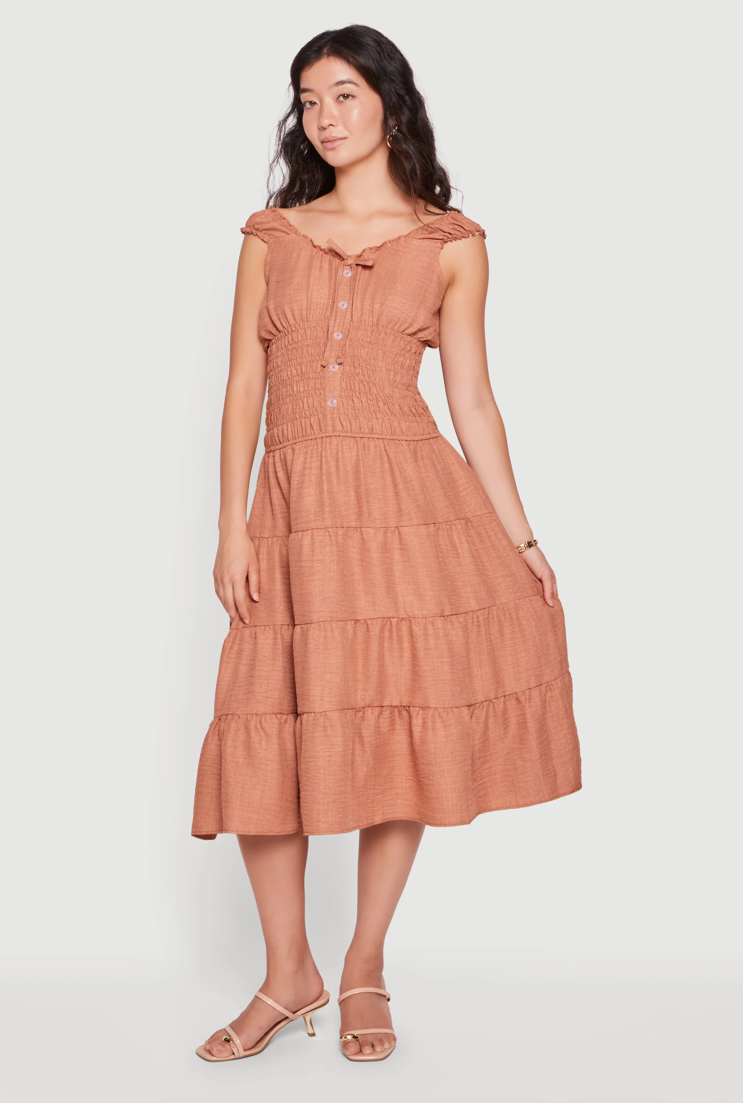 Smocked Tiered Midi Dress