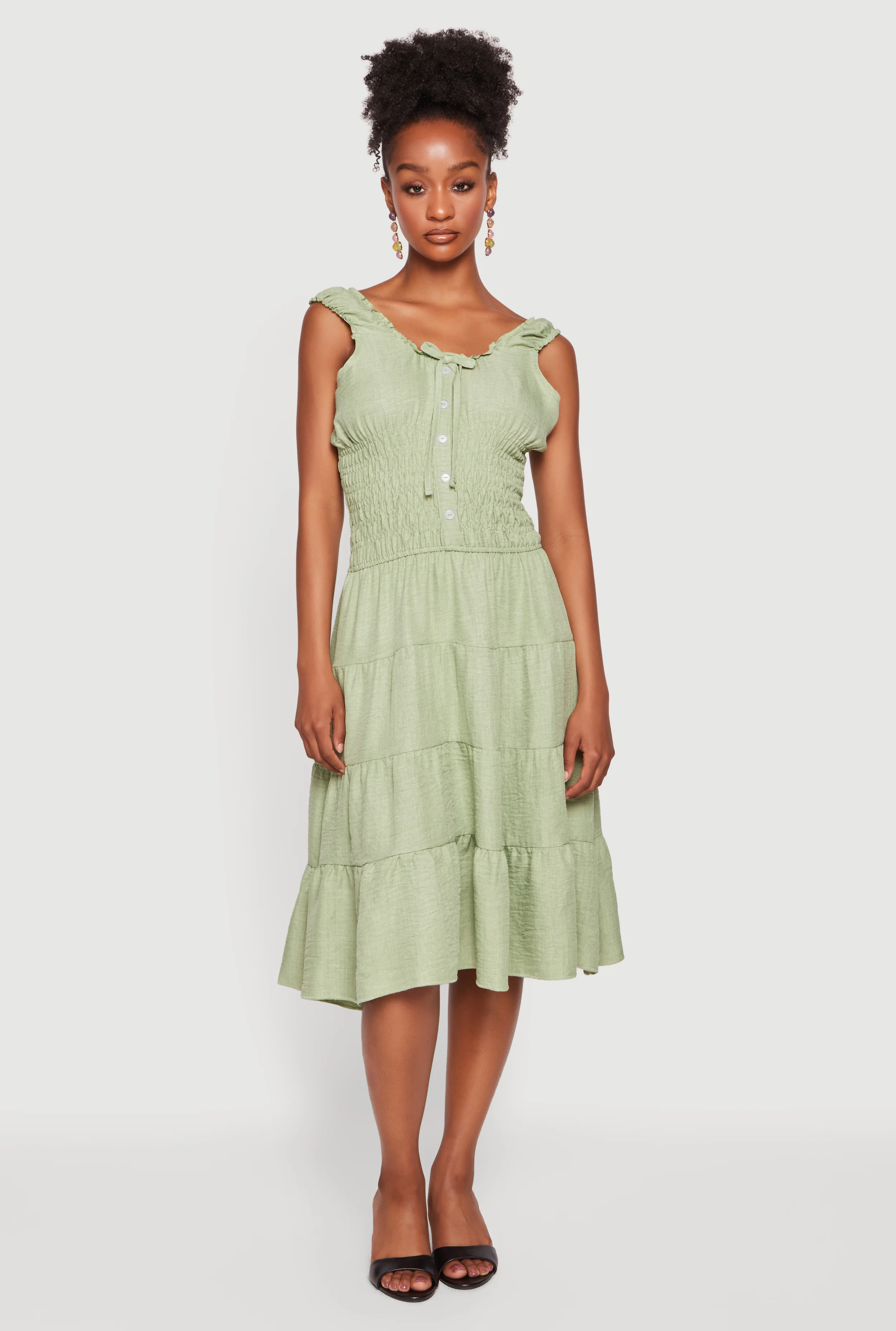 Smocked Tiered Midi Dress