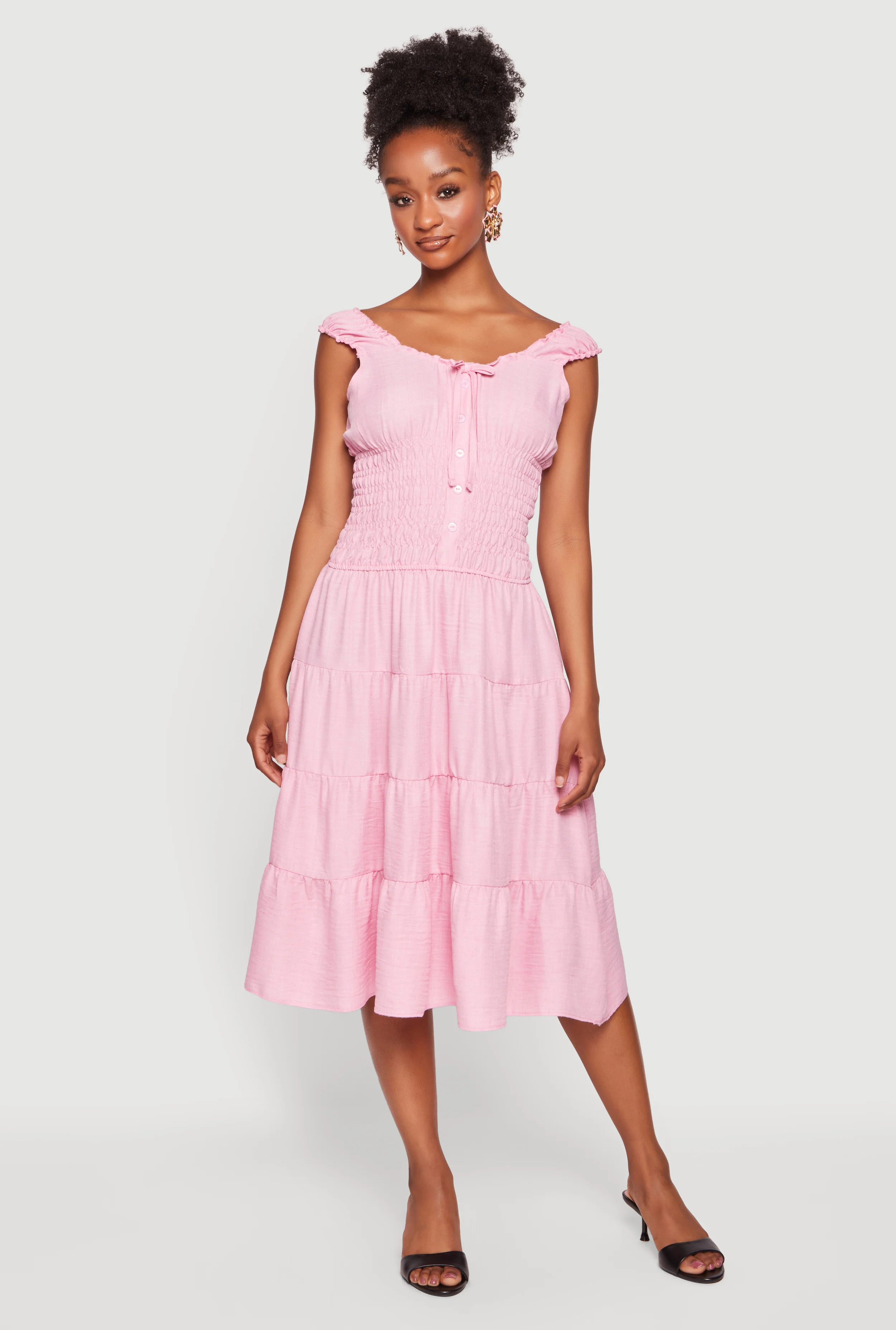 Smocked Tiered Midi Dress