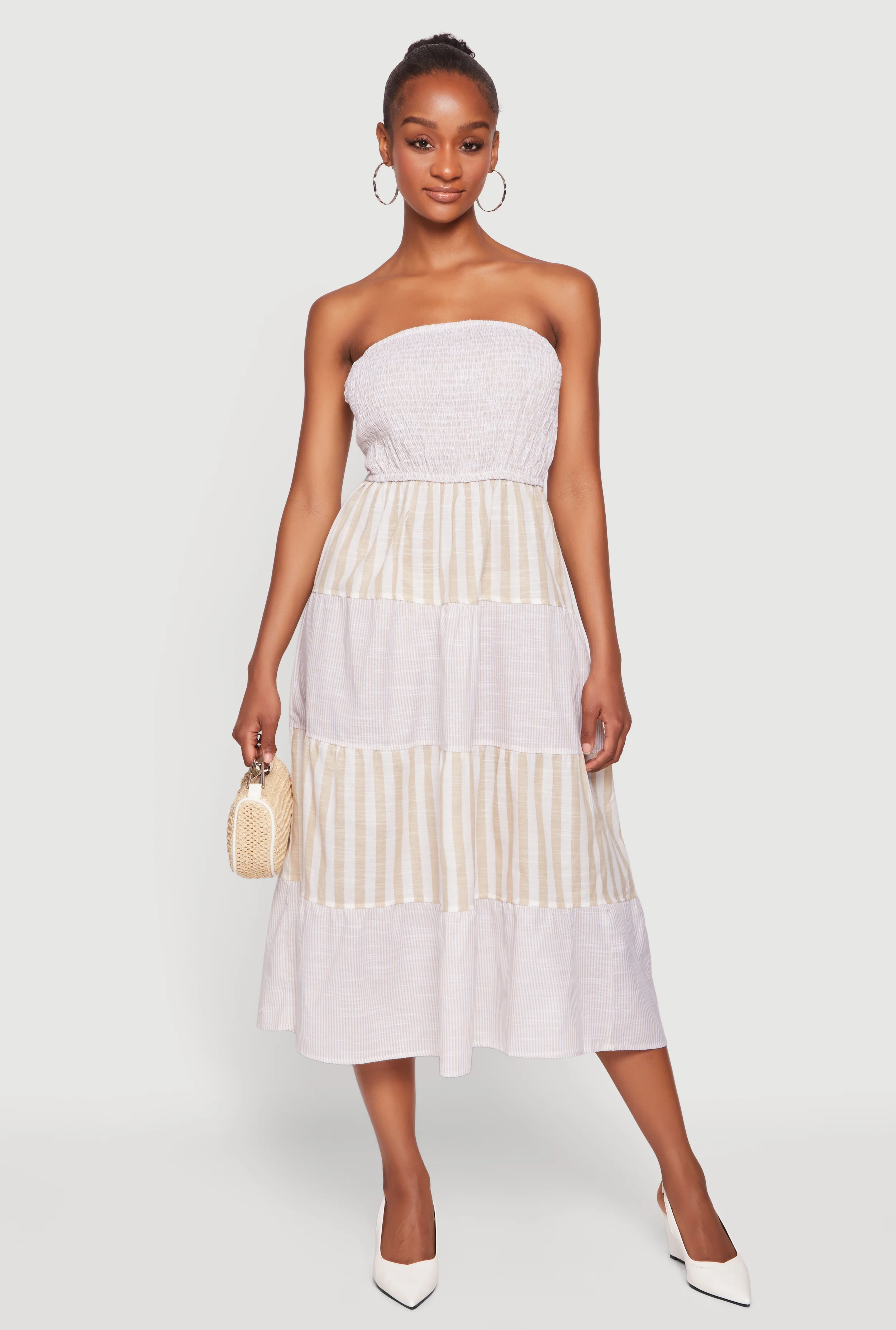 Striped Tube Midi Dress