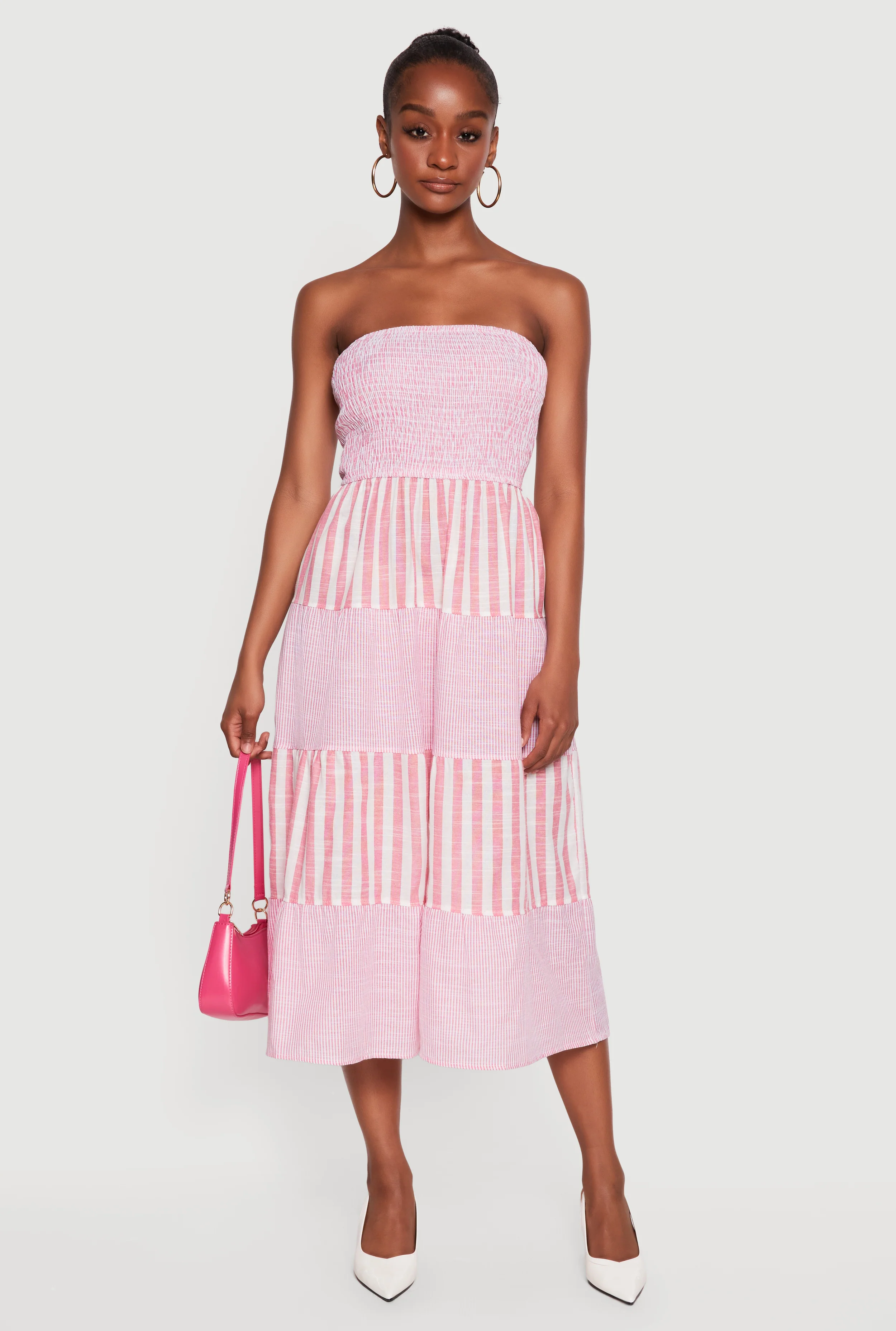Striped Tube Midi Dress