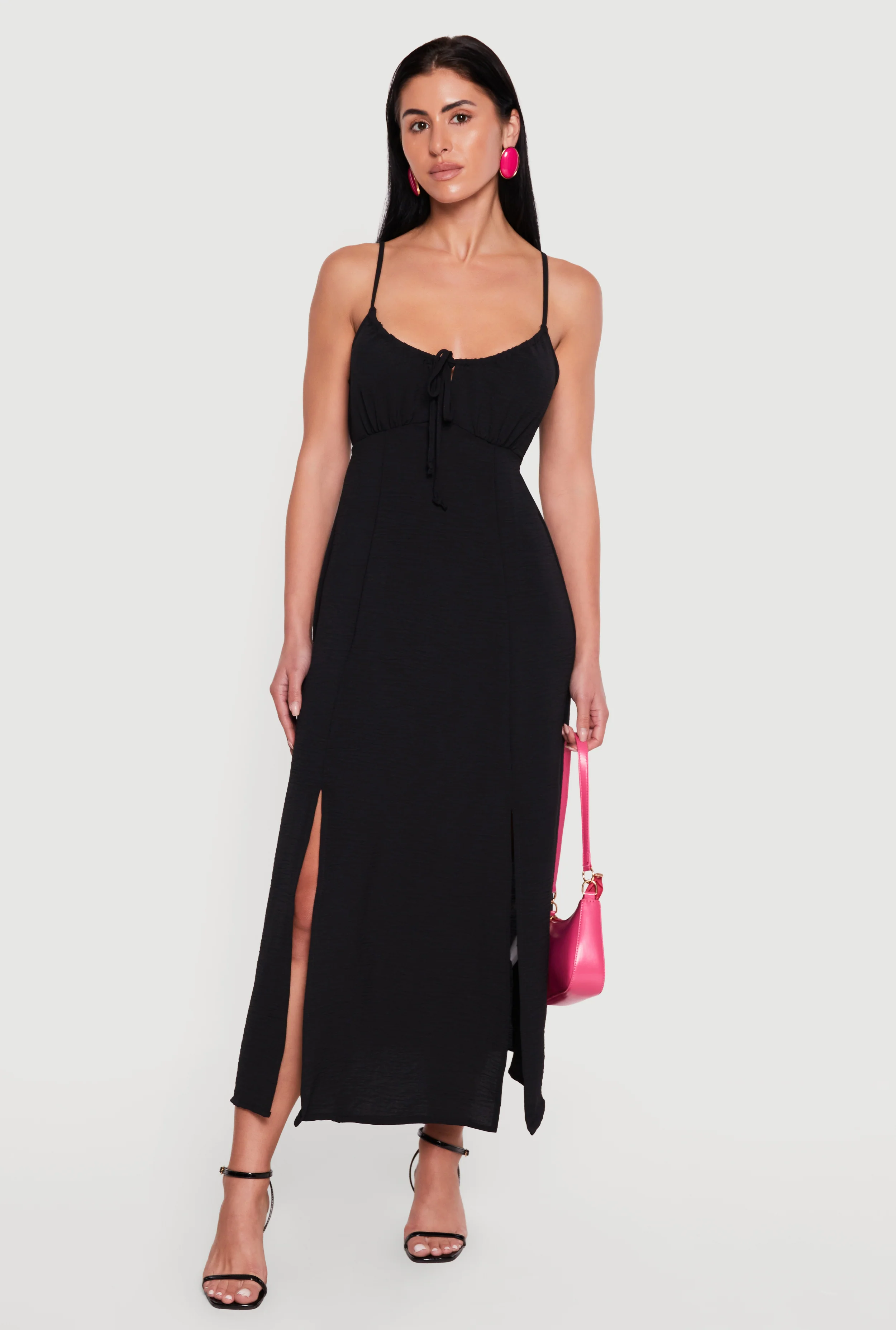 Crepe Knit Side Slit Maxi Dress