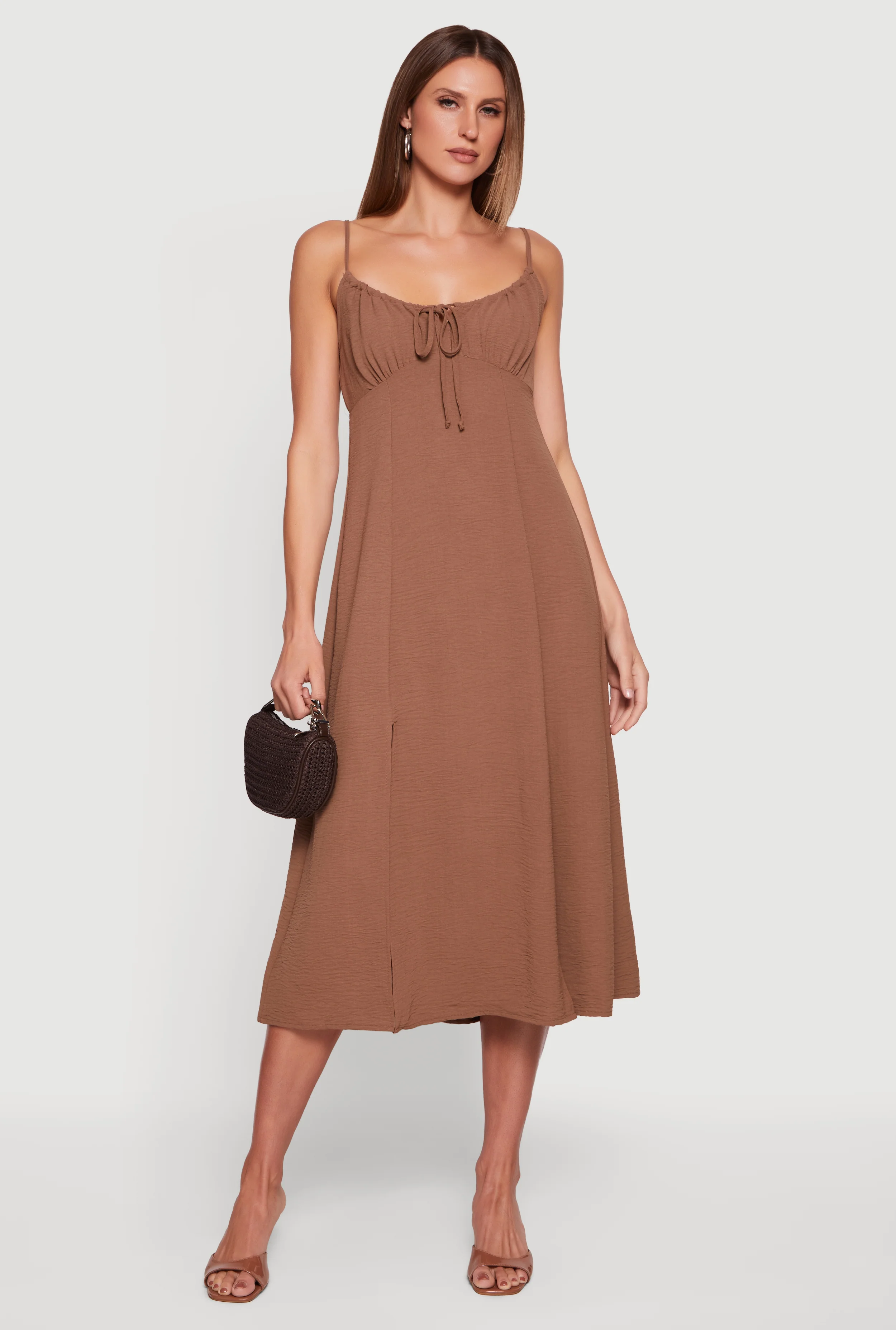 Crepe Knit Side Slit Maxi Dress