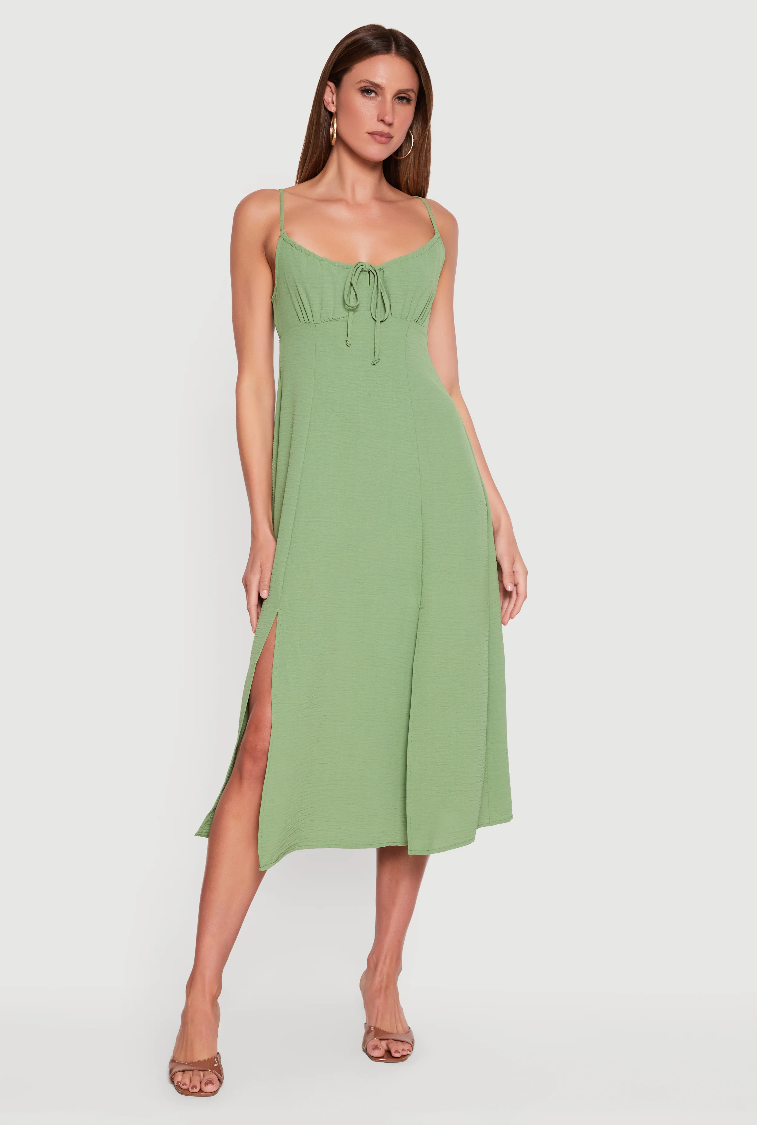 Crepe Knit Side Slit Maxi Dress