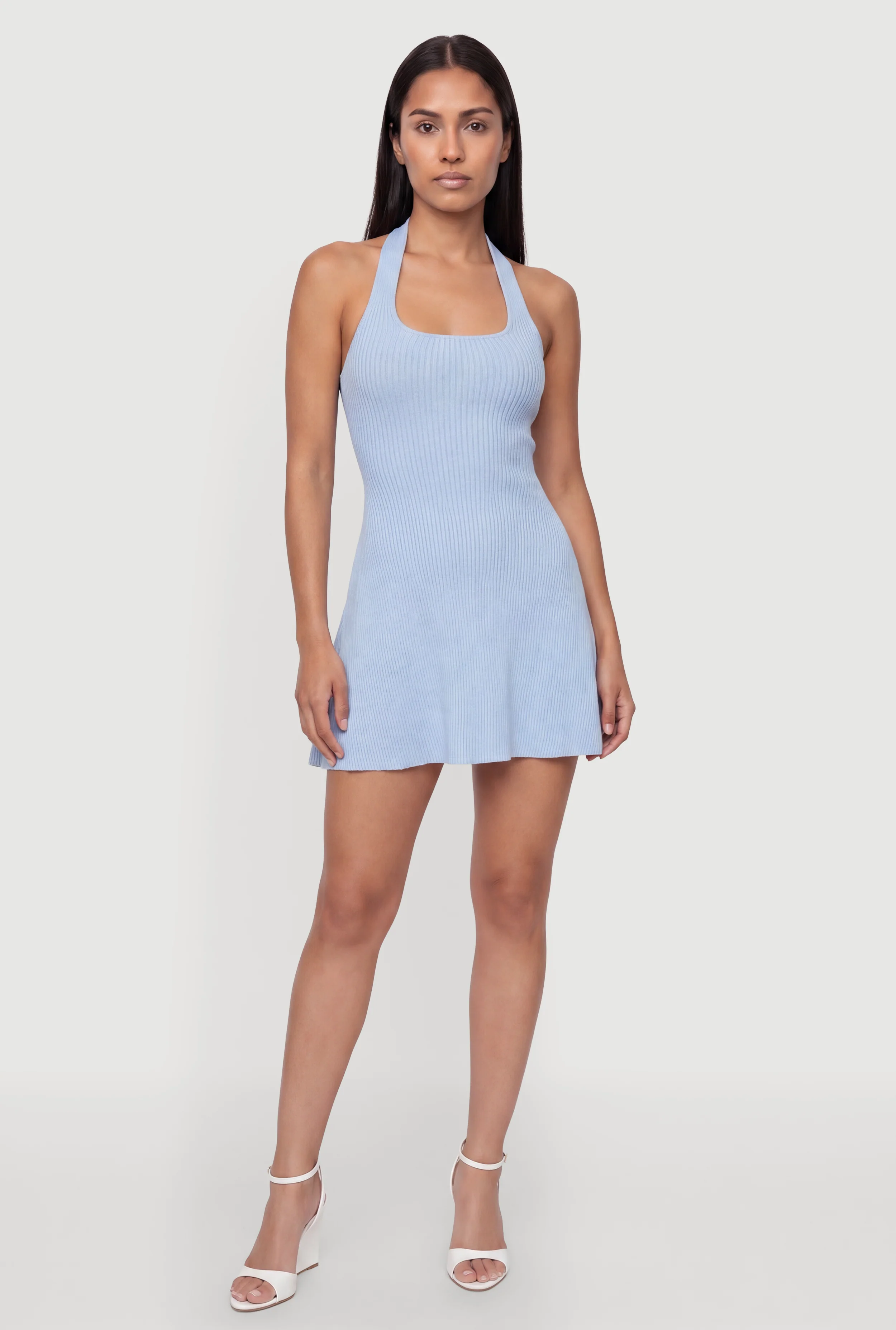 Rib Knit Halter Mini Dress