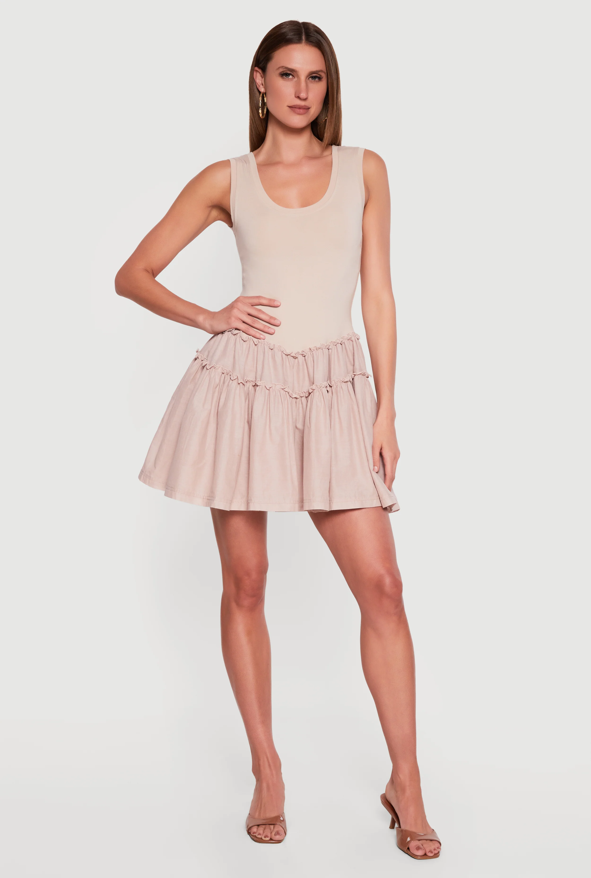 Sleeveless Scoop Neck Skater Dress