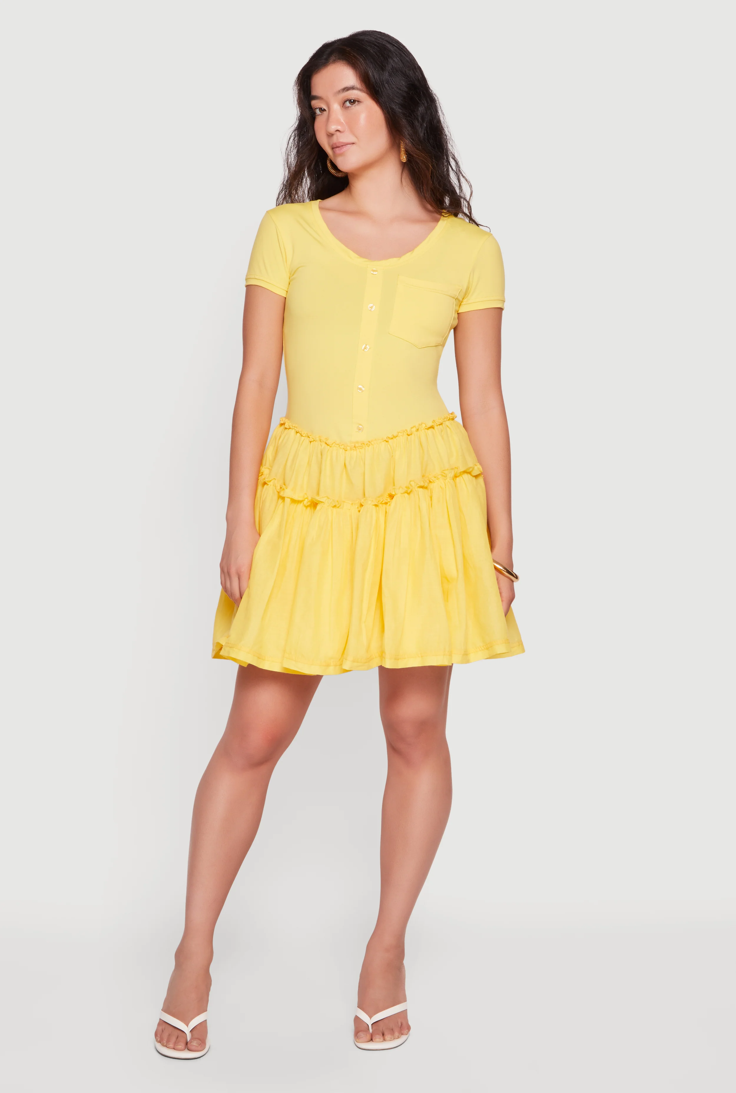 Pocket Detail Short Sleeve Skater Dress