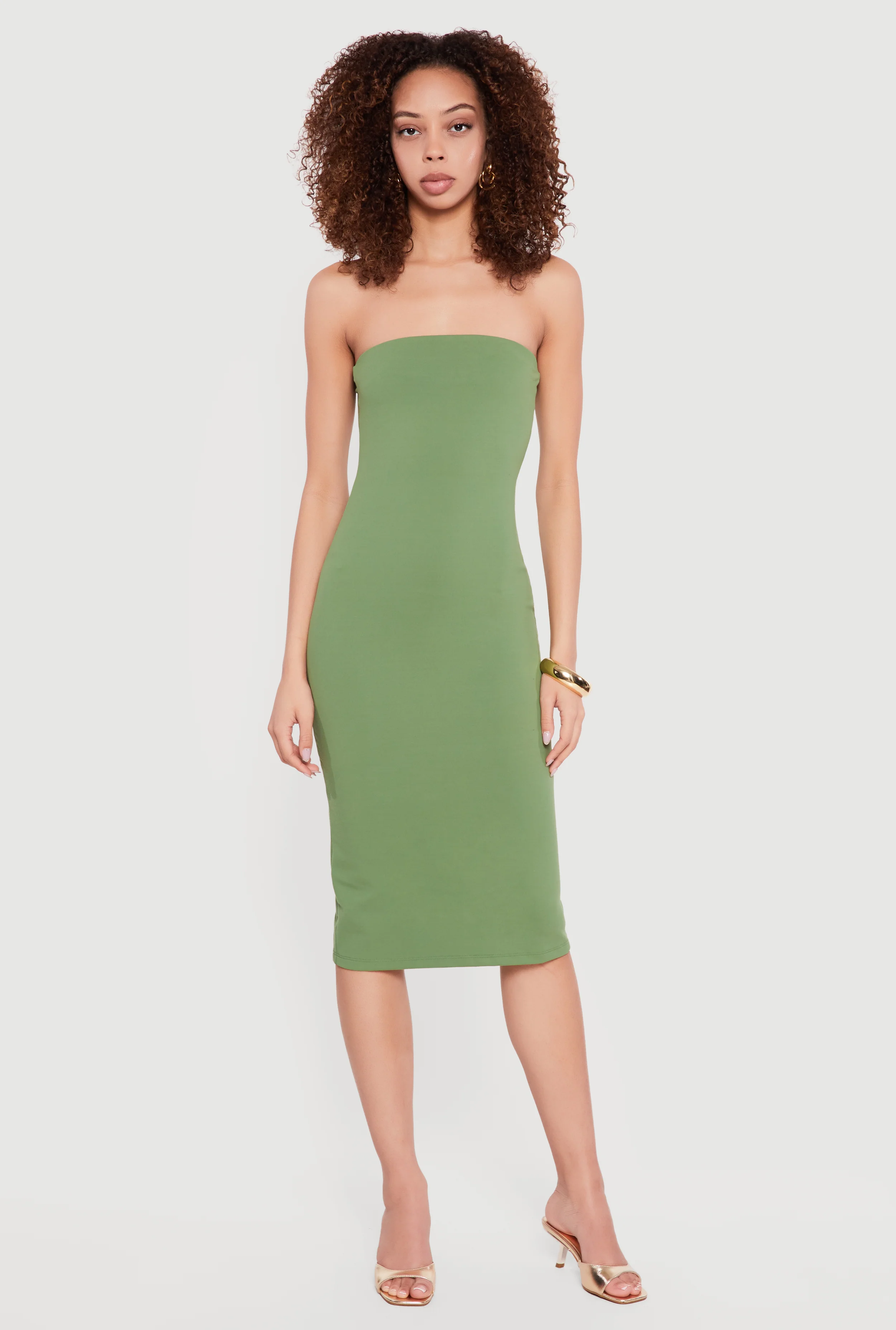 Shelf Bra Tube Midi Dress