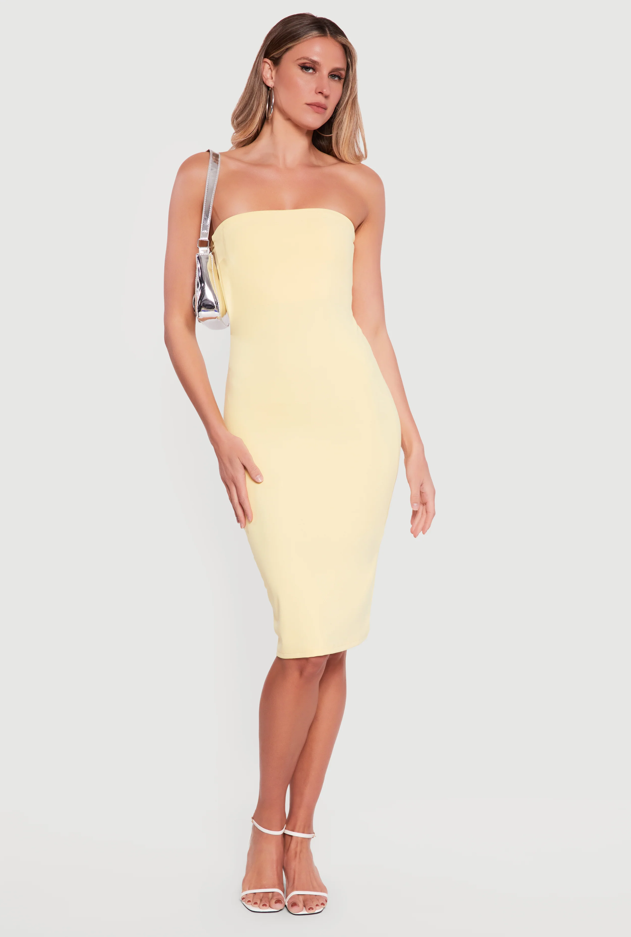 Shelf Bra Tube Midi Dress